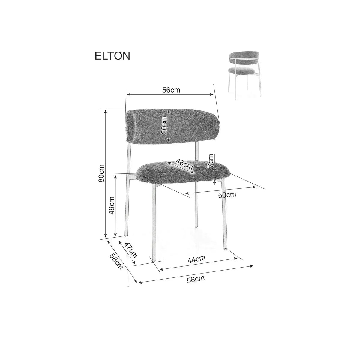 Scaun ELTON II, cappuccino/nuc, stofă clasică/metal, 56x46x80 cm