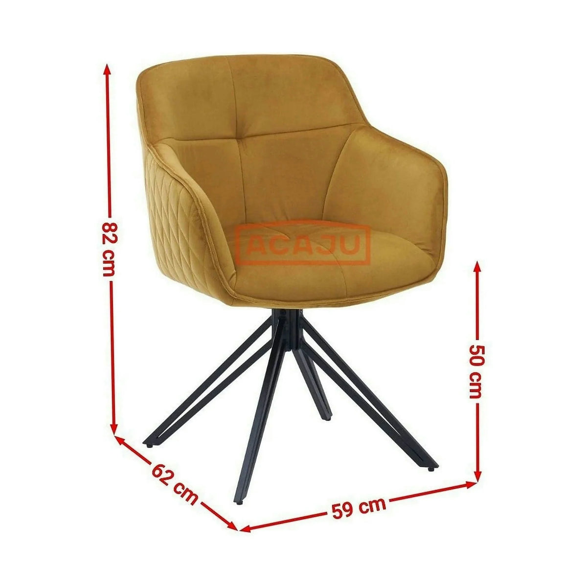 Scaun EMMA, galben/negru, stofa/metal, 59x62x82 cm