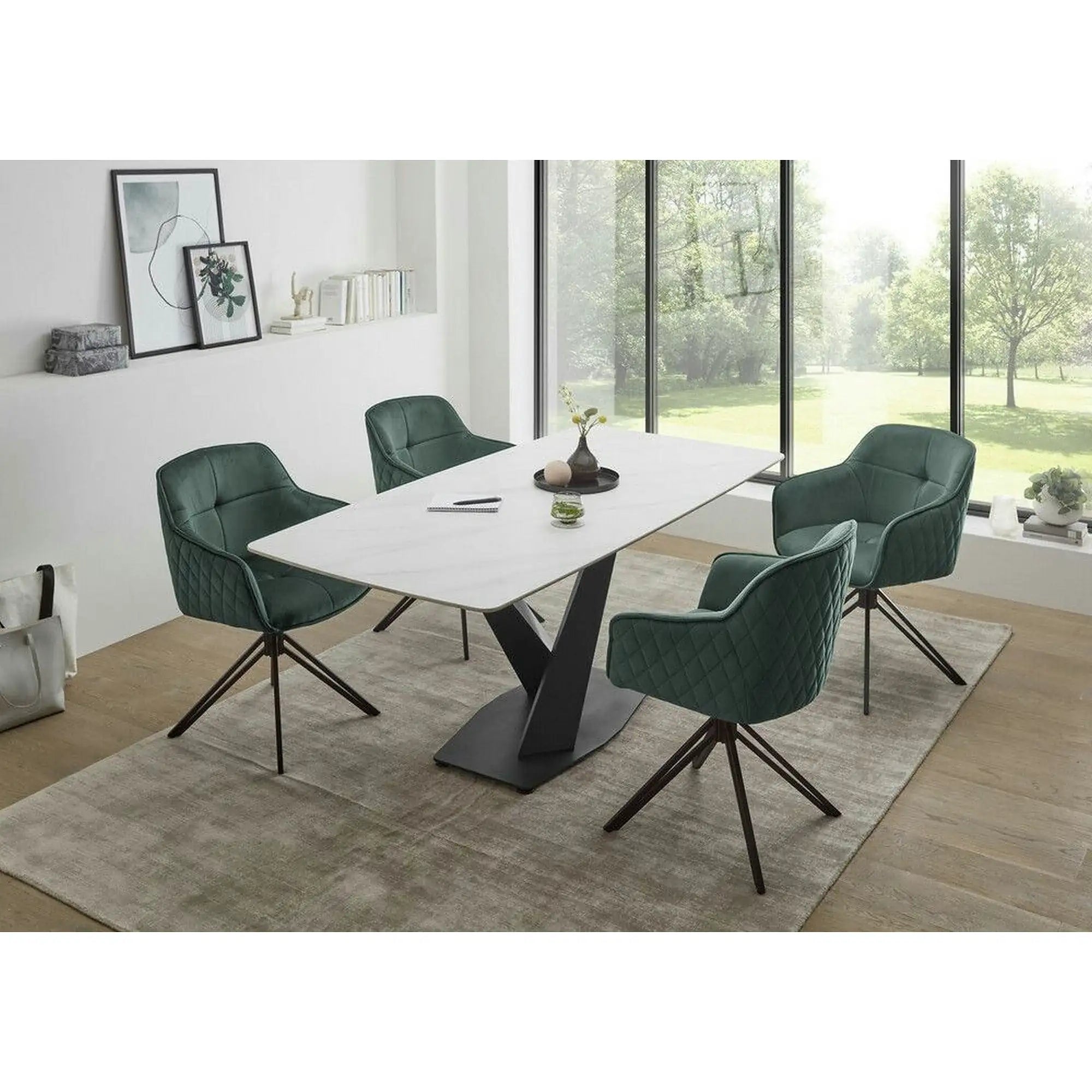 Scaun EMMA, stofa catifelata verde inchis - Bluvel 78, 59x62x82 cm