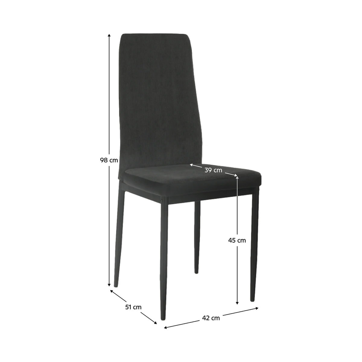 Scaun ENRA, gri inchis/negru, textil/metal, 41x46x98 cm