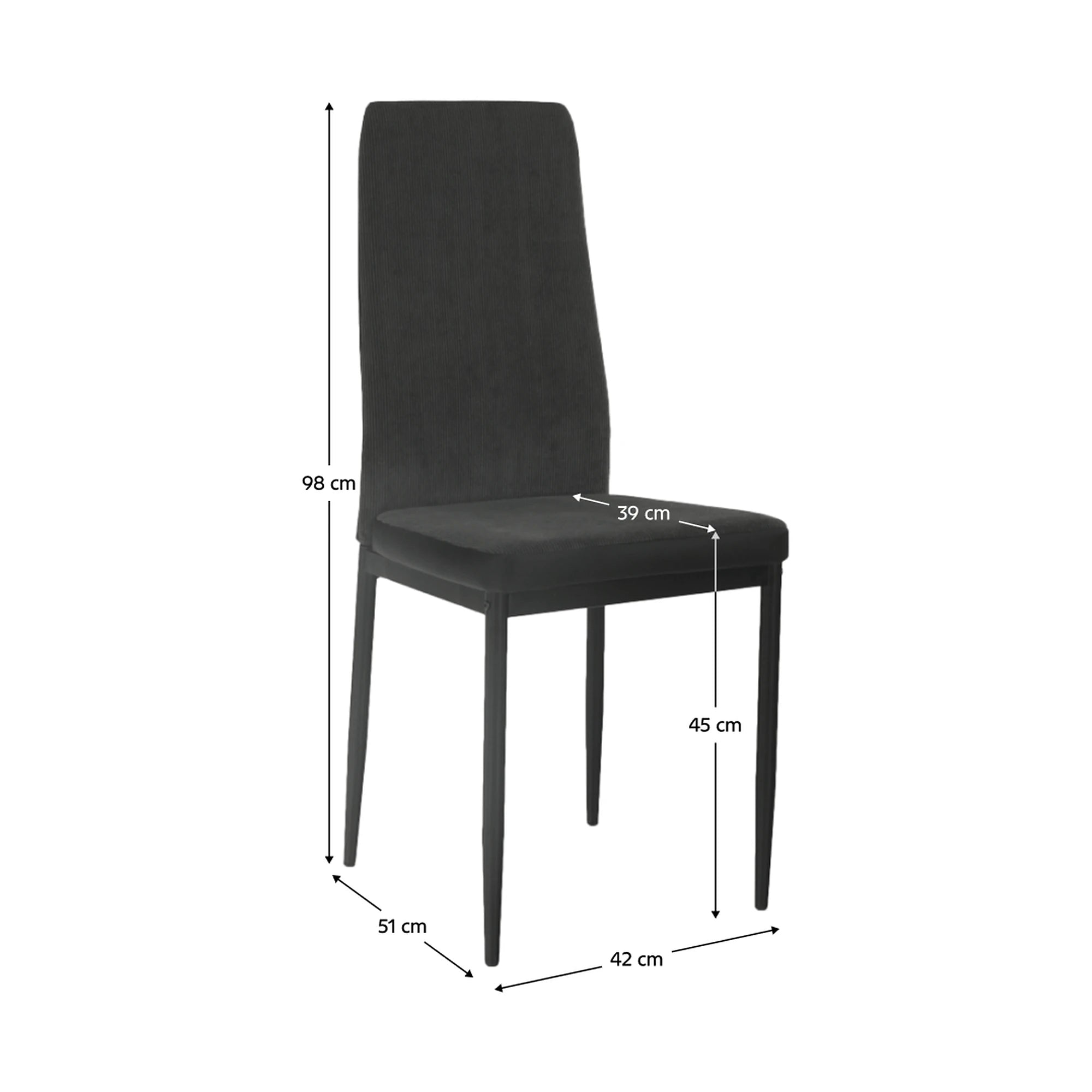Scaun ENRA, gri inchis/negru, textil/metal, 41x46x98 cm