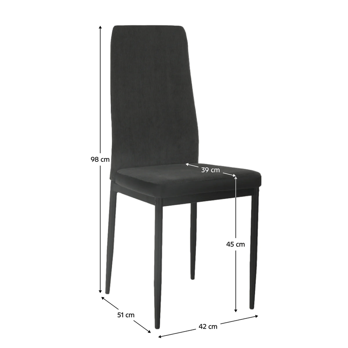 Scaun ENRA, gri inchis/negru, textil/metal, 41x46x98 cm