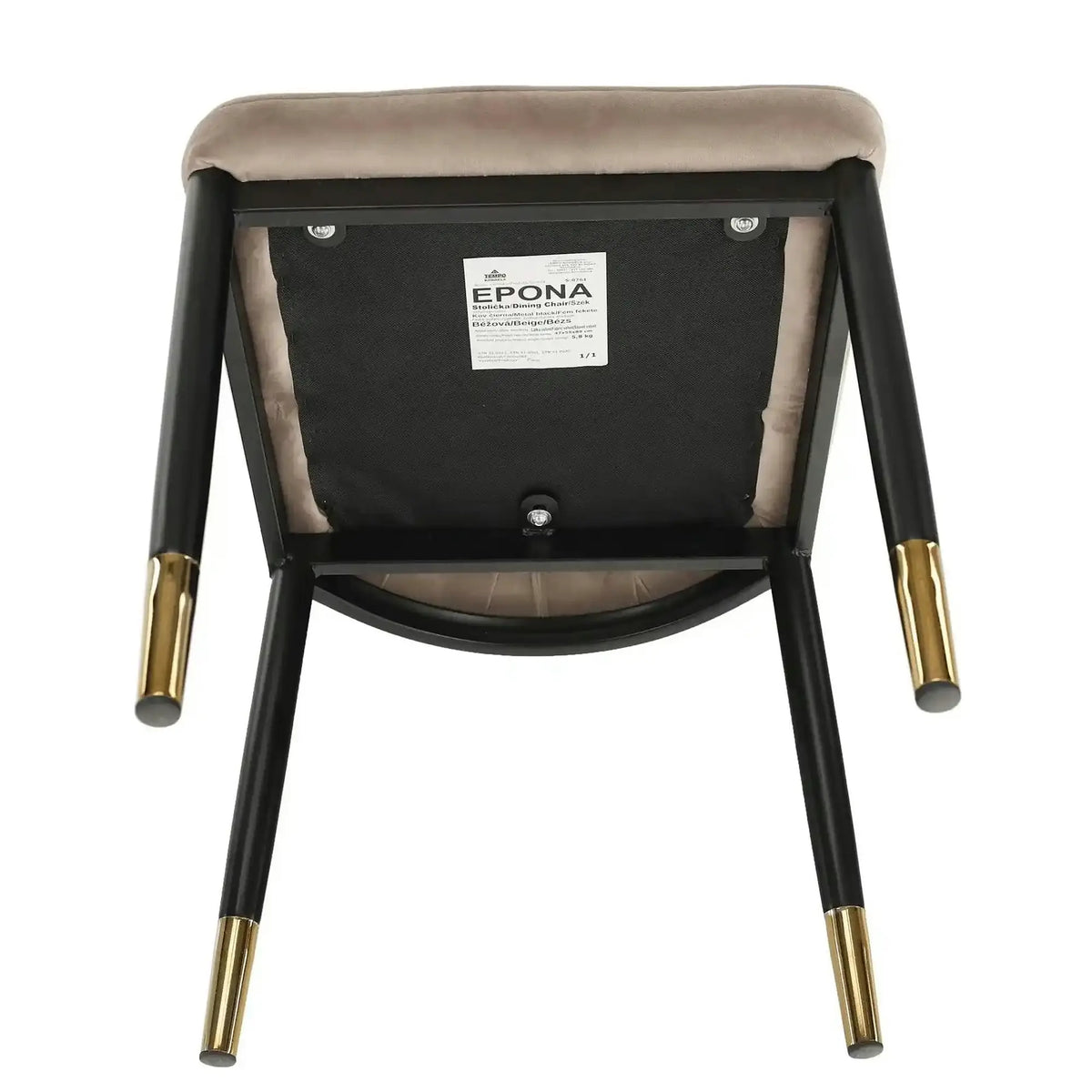 Scaun EPONA, bej/negru, stofa catifelata/metal, 47x45x89 cm