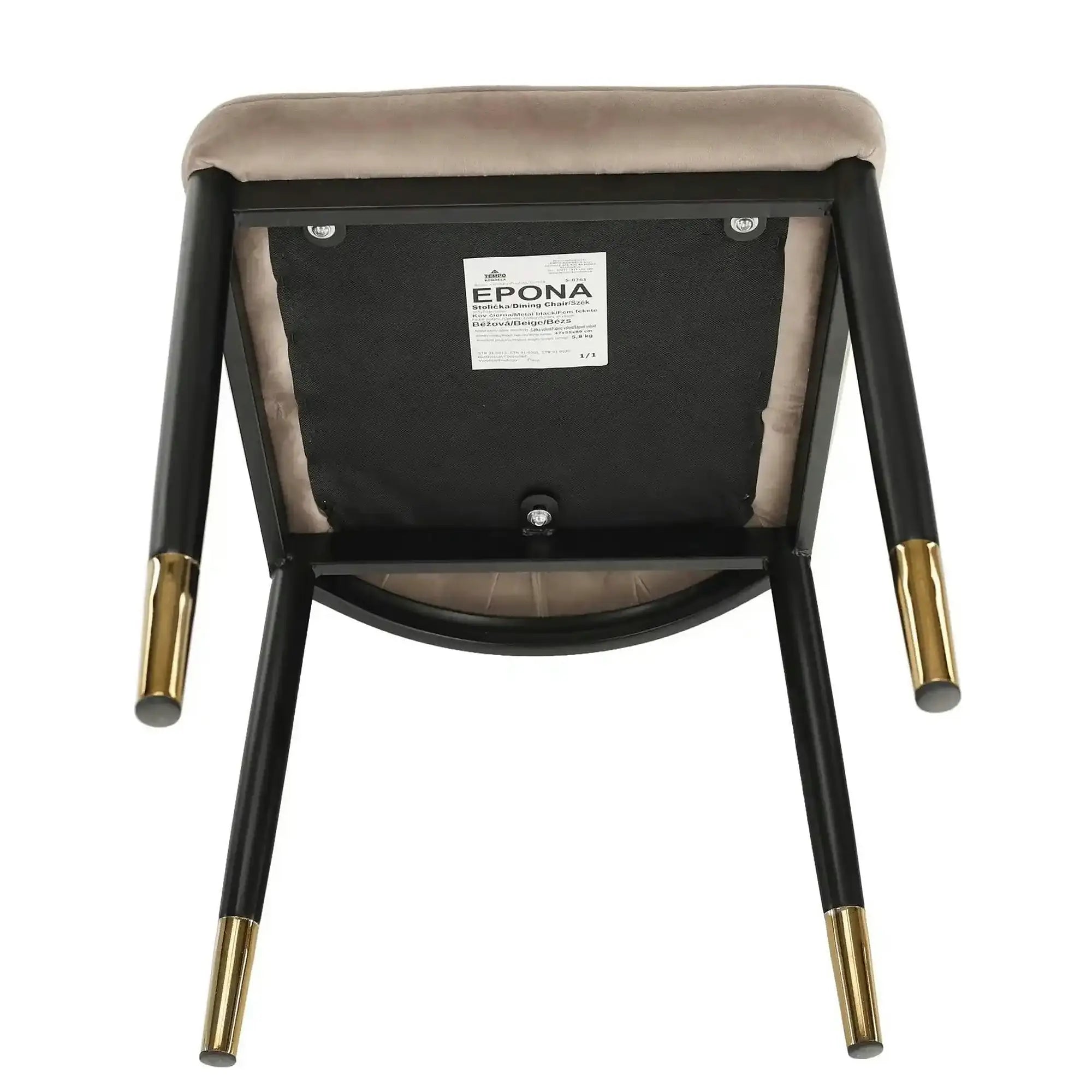 Scaun EPONA, bej/negru, stofa catifelata/metal, 47x45x89 cm