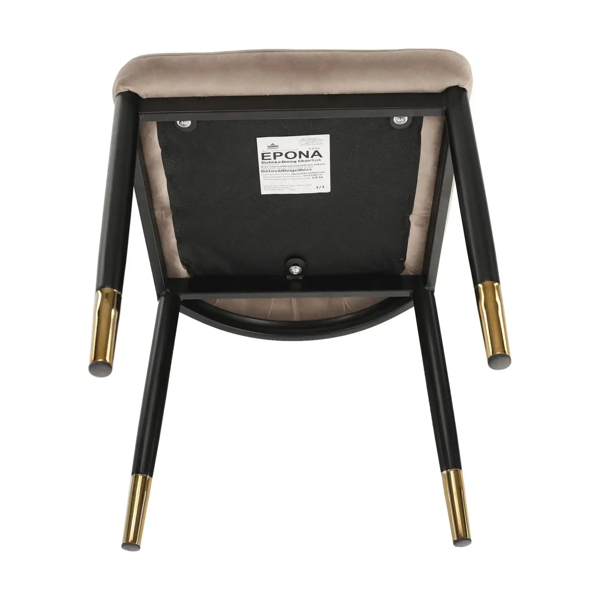 Scaun EPONA, bej/negru, stofa catifelata/metal, 47x45x89 cm