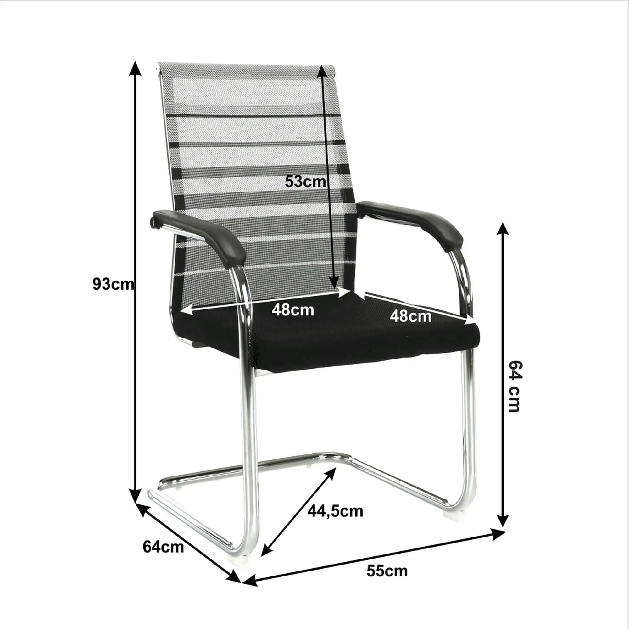 Scaun ESIN, negru/gri, plasa/metal, 55x64x93 cm