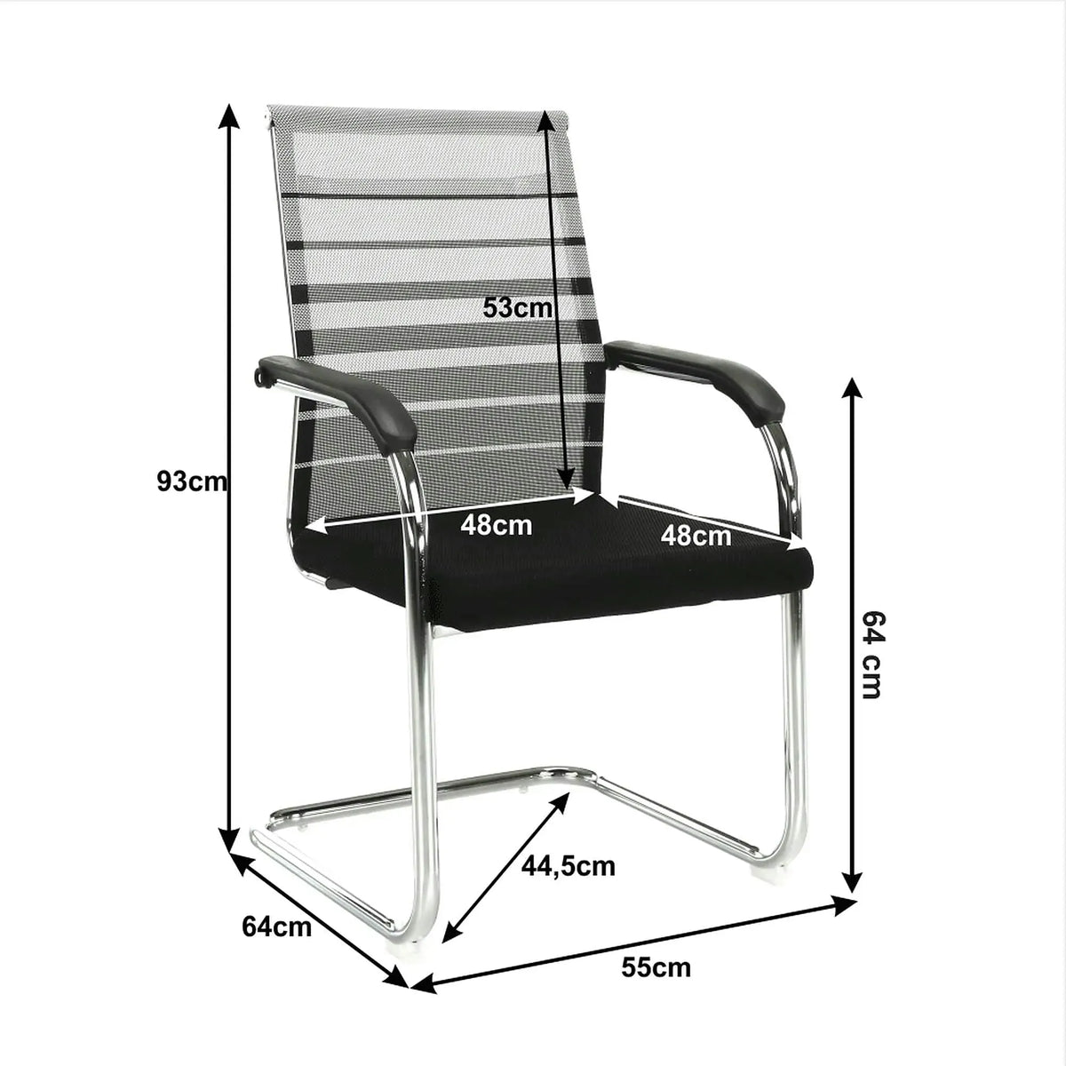 Scaun ESIN, negru/gri, plasa/metal, 55x64x93 cm