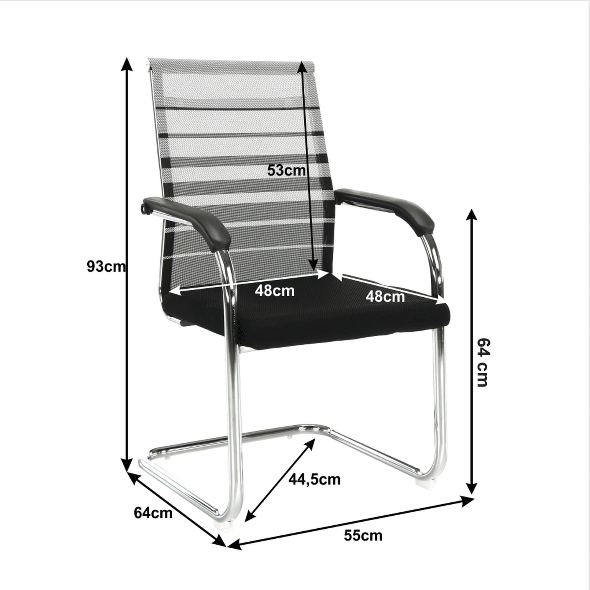 Scaun ESIN, negru/gri, plasa/metal, 55x64x93 cm