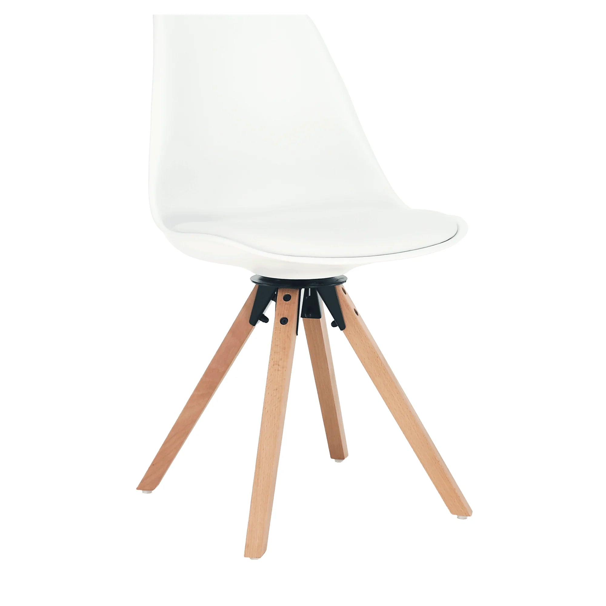 Scaun ETOSA, alb/fag, piele ecologica/plastic/lemn, 48x58x83 cm
