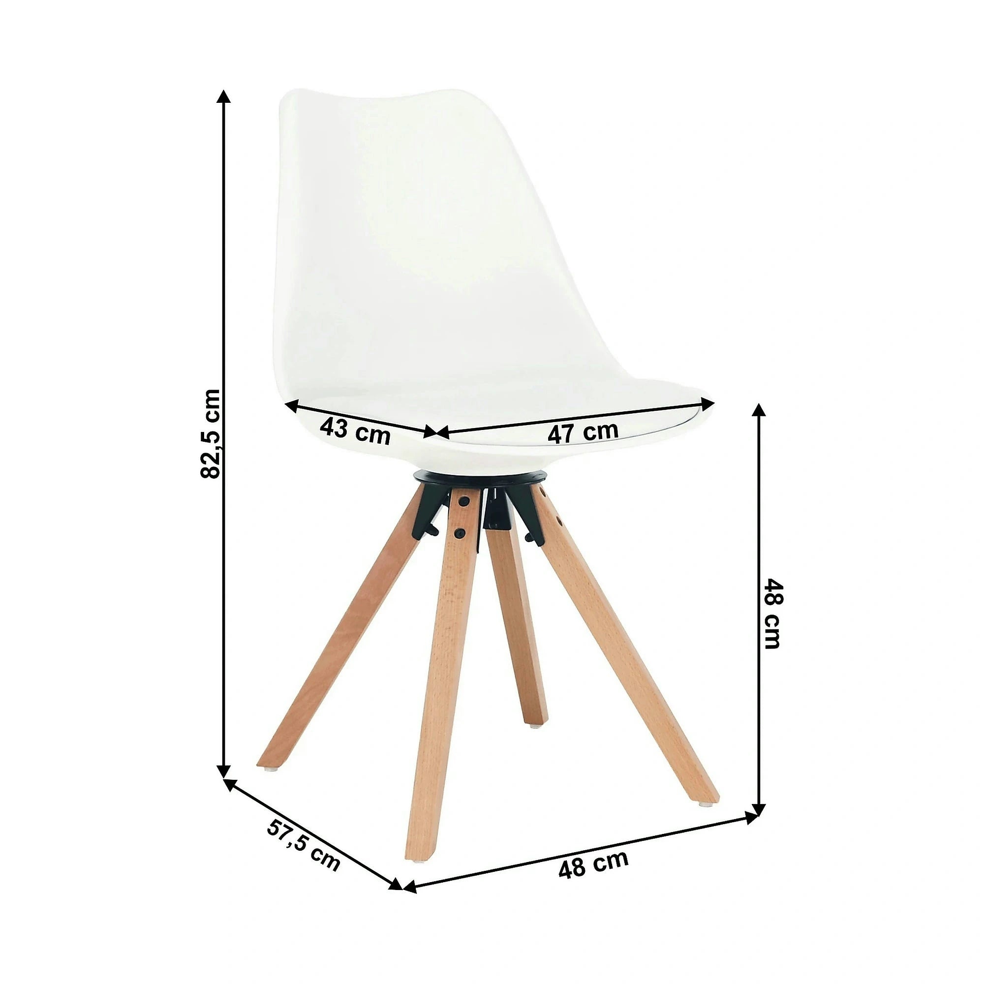 Scaun ETOSA, alb/fag, piele ecologica/plastic/lemn, 48x58x83 cm
