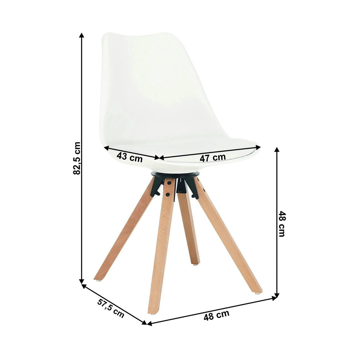 Scaun ETOSA, alb/fag, piele ecologica/plastic/lemn, 48x58x83 cm