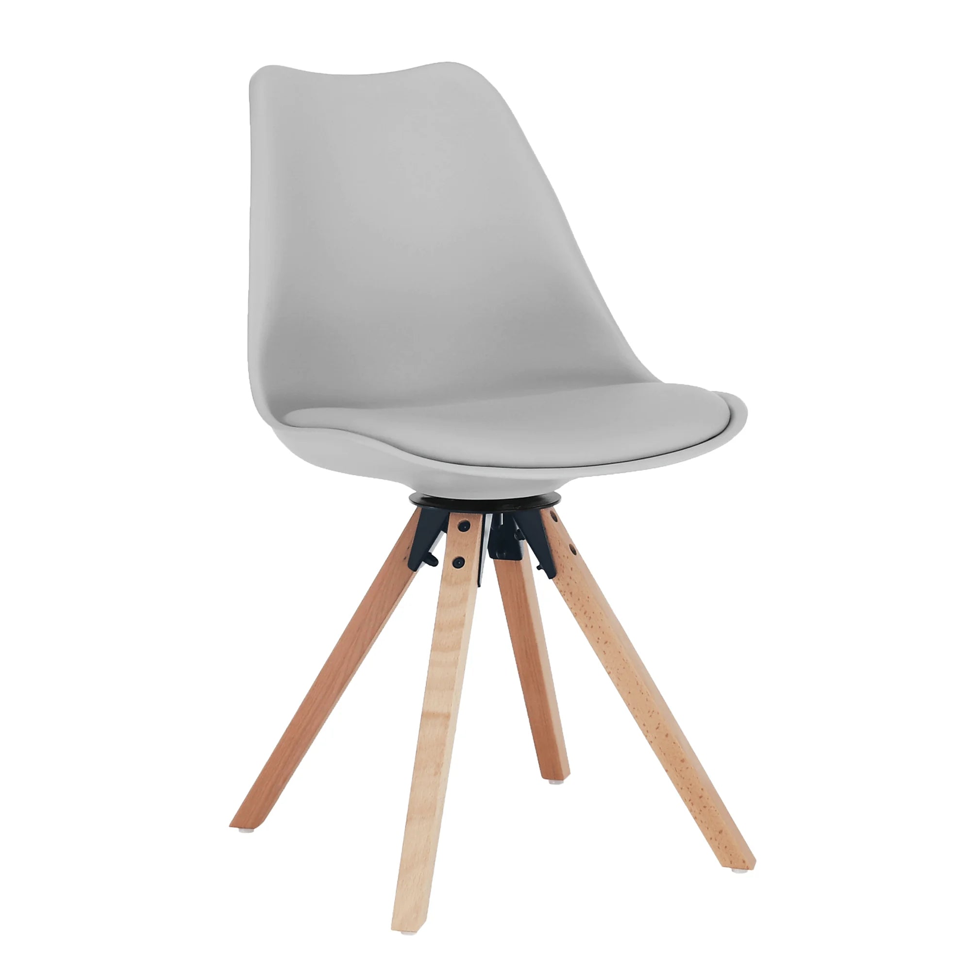 Scaun ETOSA, gri deschis/fag, piele ecologica/plastic/lemn, 48x58x83 cm