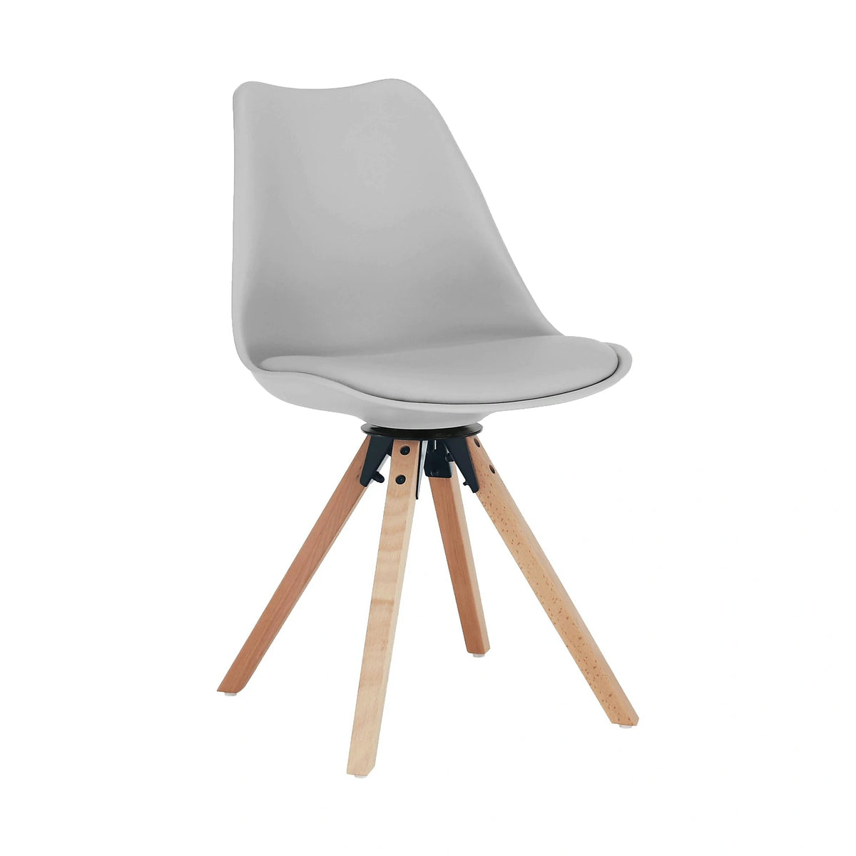 Scaun ETOSA, gri deschis/fag, piele ecologica/plastic/lemn, 48x58x83 cm