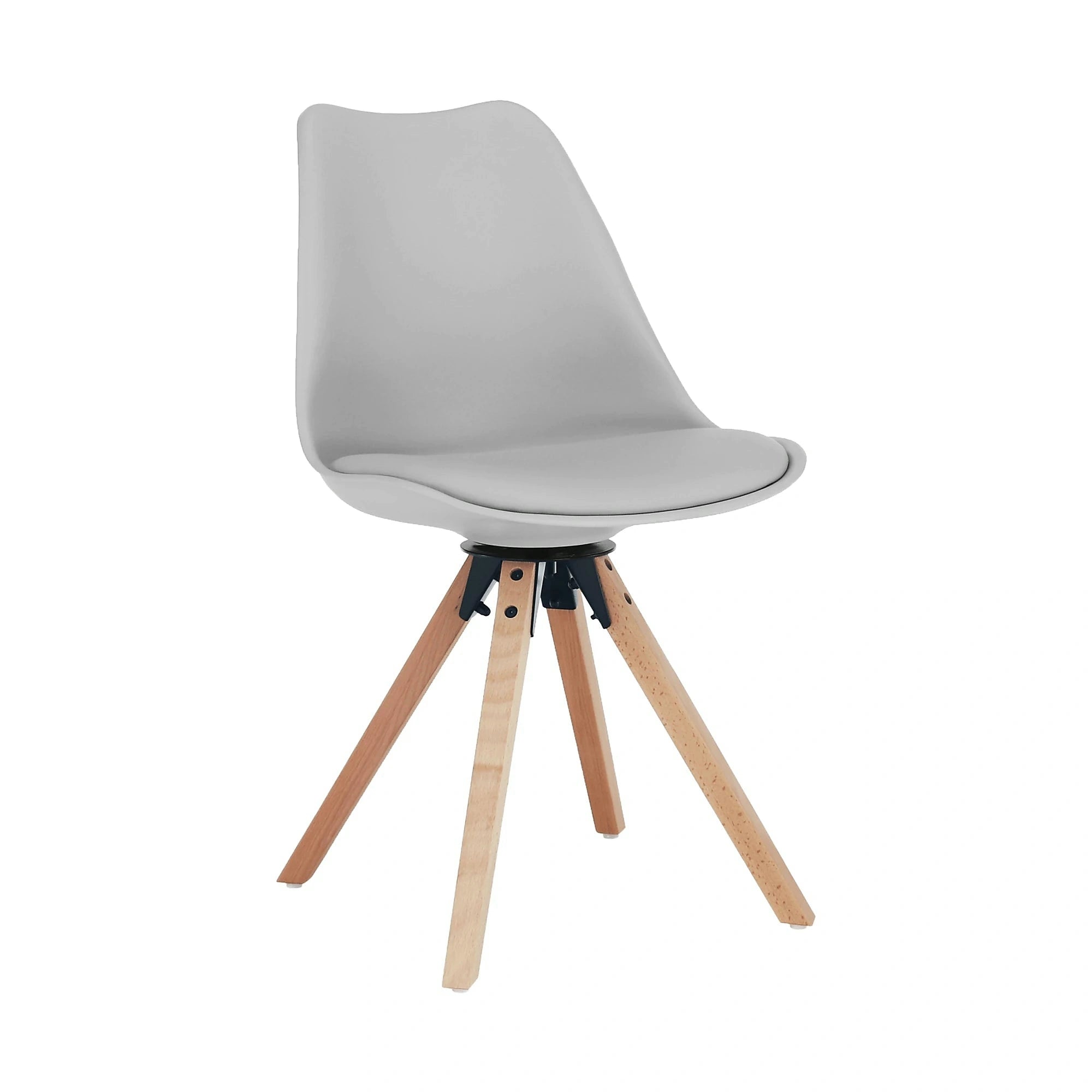 Scaun ETOSA, gri deschis/fag, piele ecologica/plastic/lemn, 48x58x83 cm