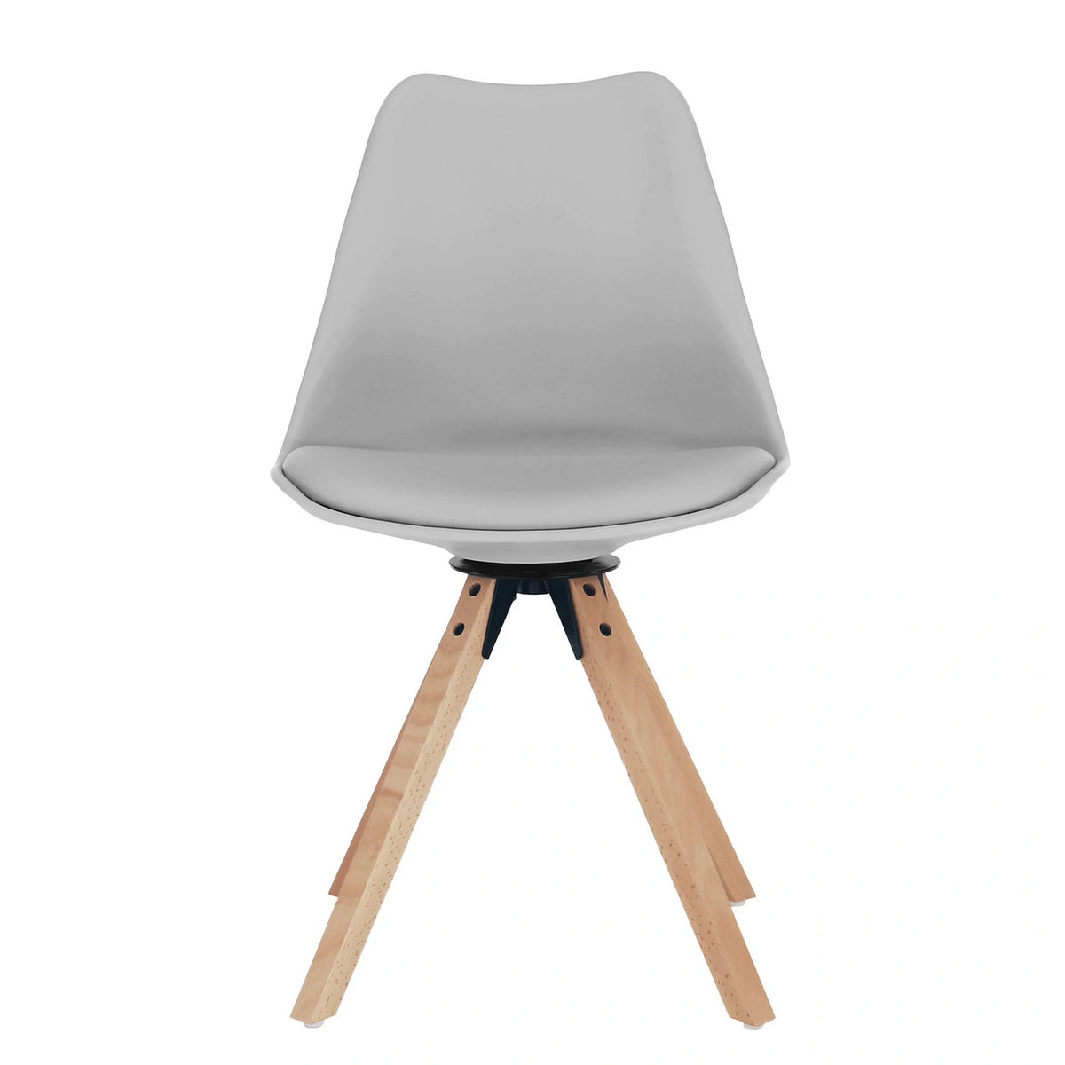 Scaun ETOSA, gri deschis/fag, piele ecologica/plastic/lemn, 48x58x83 cm
