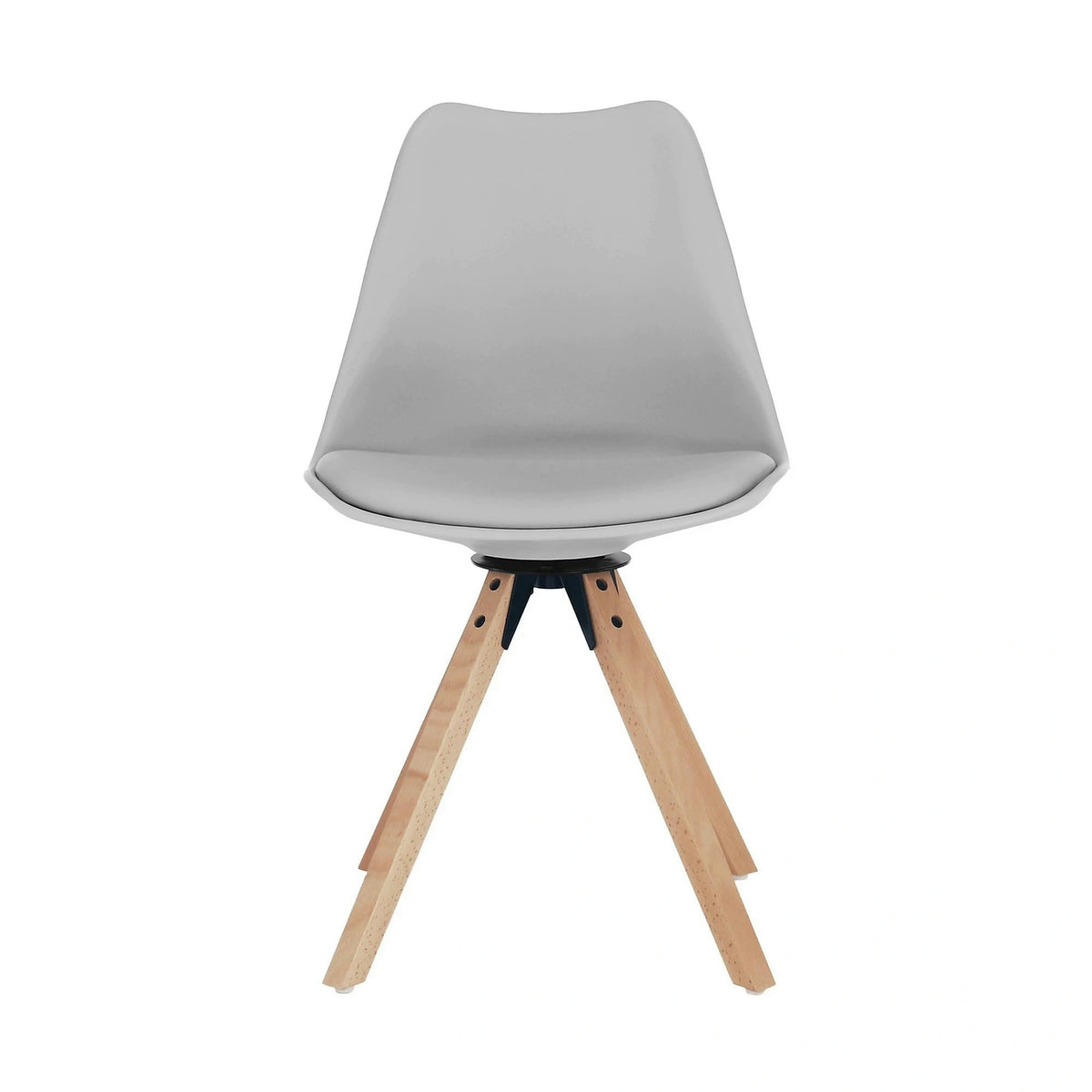 Scaun ETOSA, gri deschis/fag, piele ecologica/plastic/lemn, 48x58x83 cm