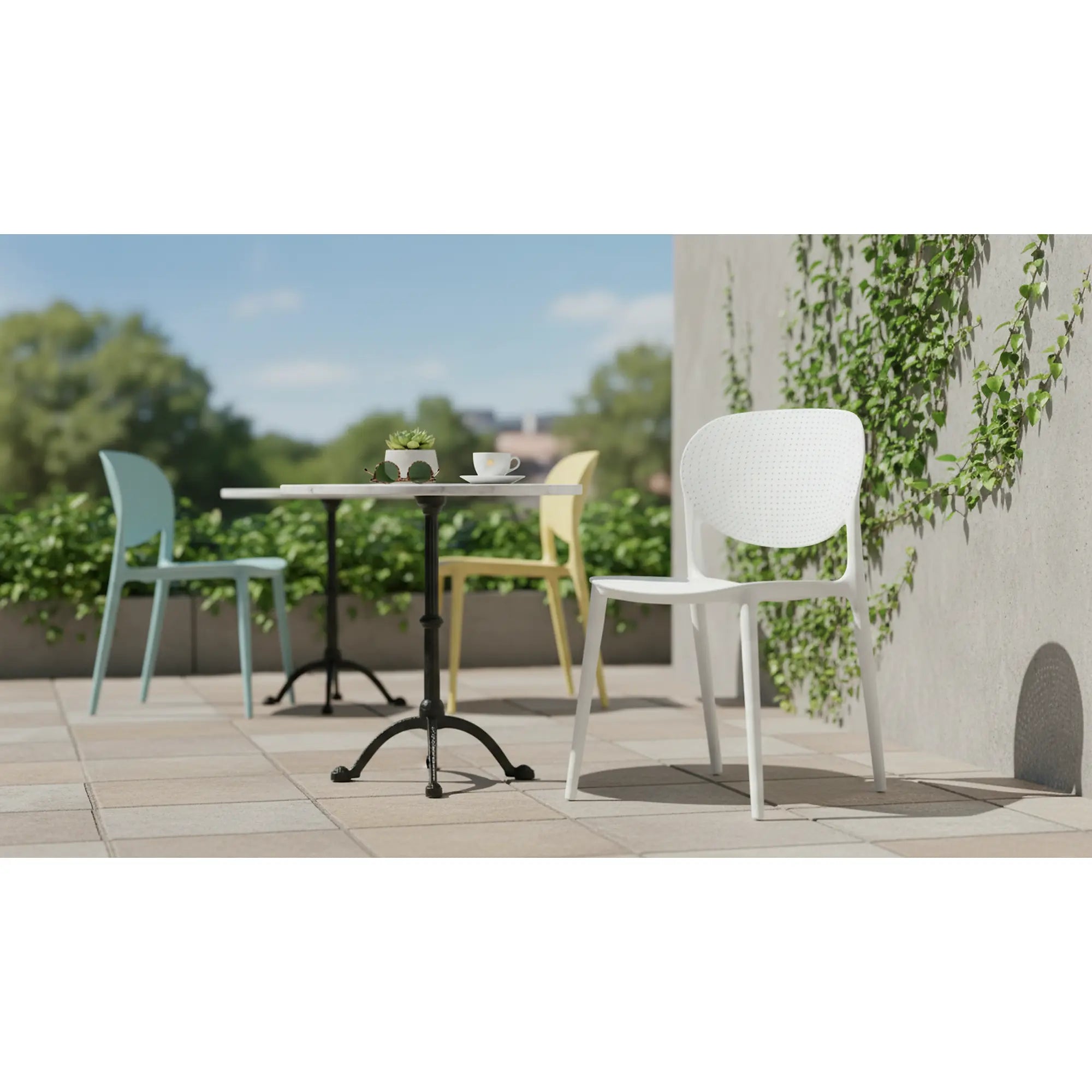 Scaun FEDRA NEW, alb, plastic, 45x53x81 cm