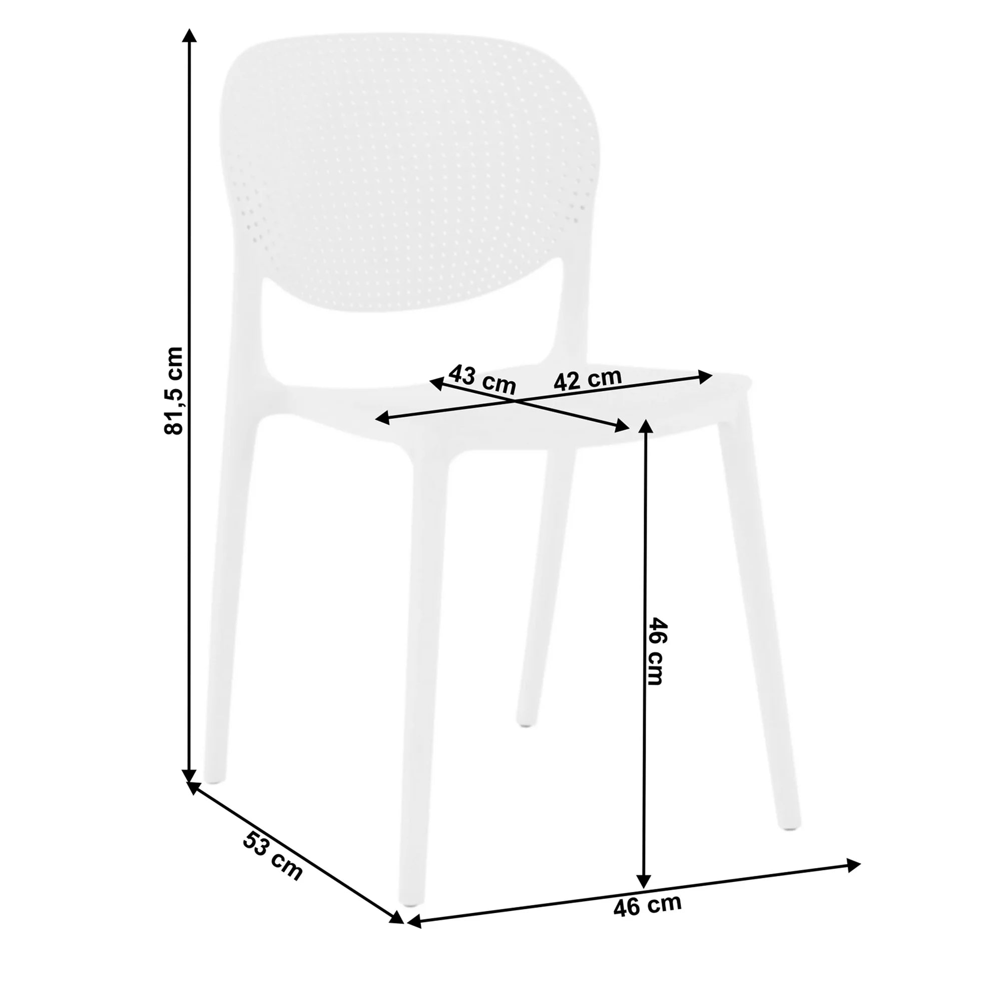 Scaun FEDRA NEW, alb, plastic, 45x53x81 cm