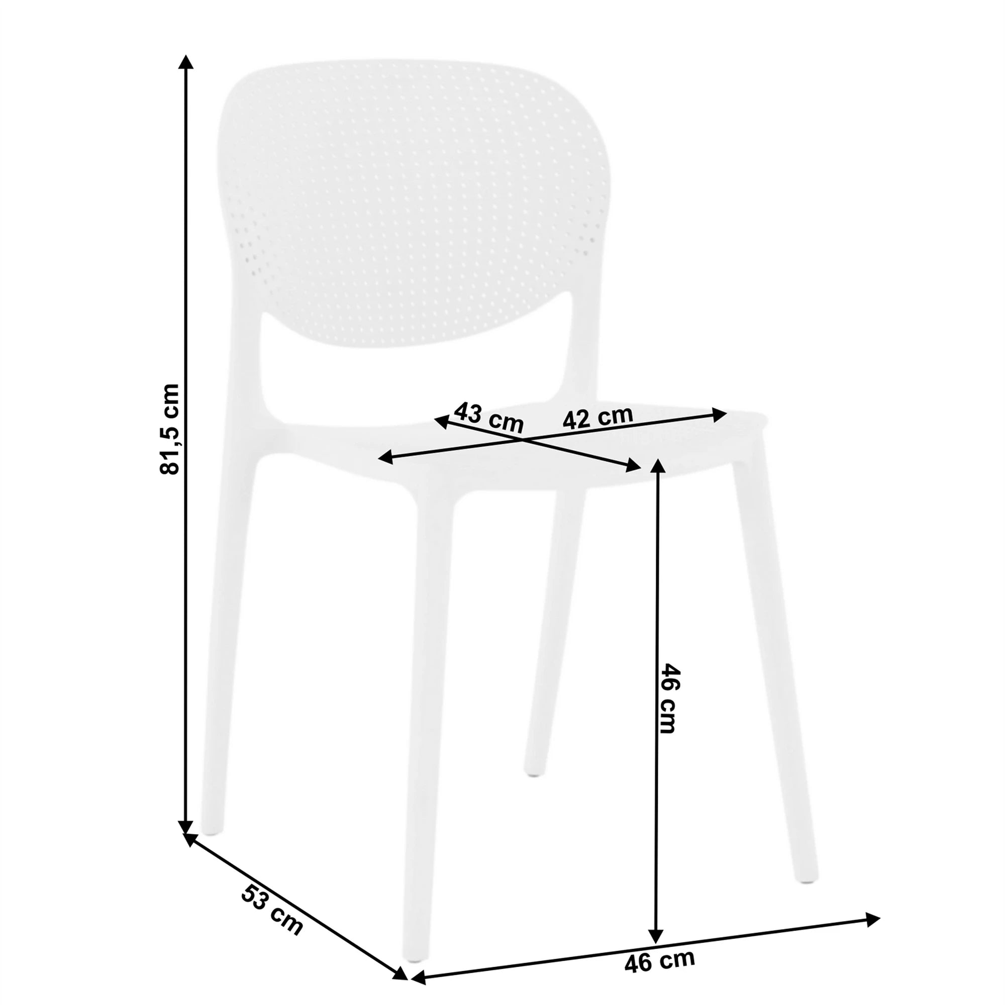 Scaun FEDRA NEW, alb, plastic, 45x53x81 cm
