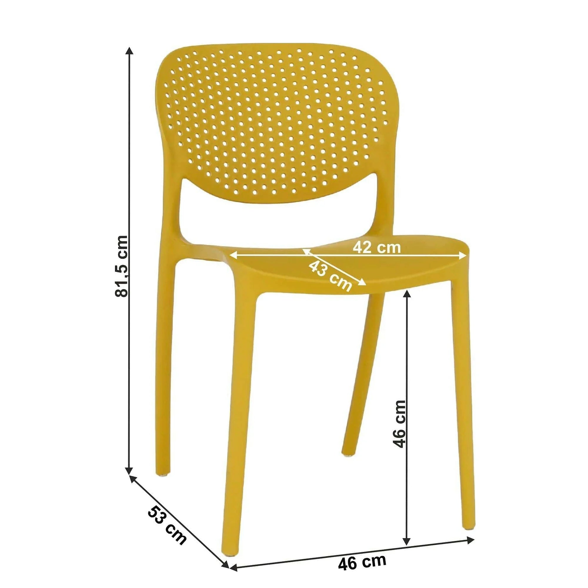 Scaun FEDRA NEW, galben, plastic, 46x53x81.5 cm