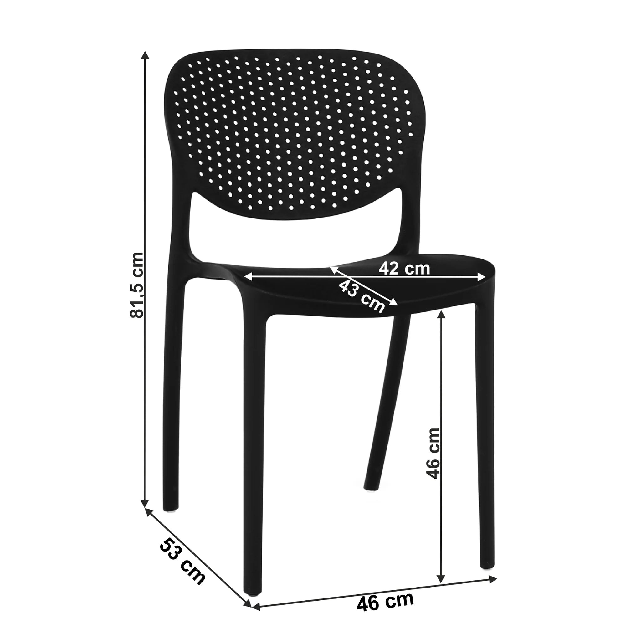 Scaun FEDRA NEW, negru, plastic, 46x53x81.5 cm