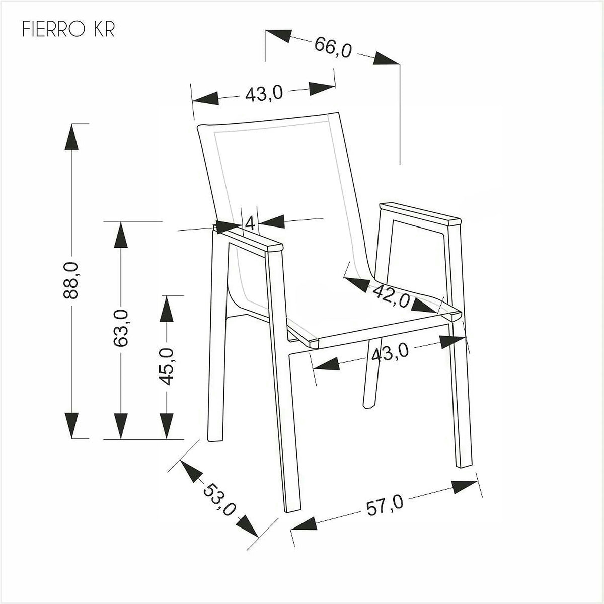 Scaun FIERRO, gri/negru, plasa/metal, 57x66x88 cm