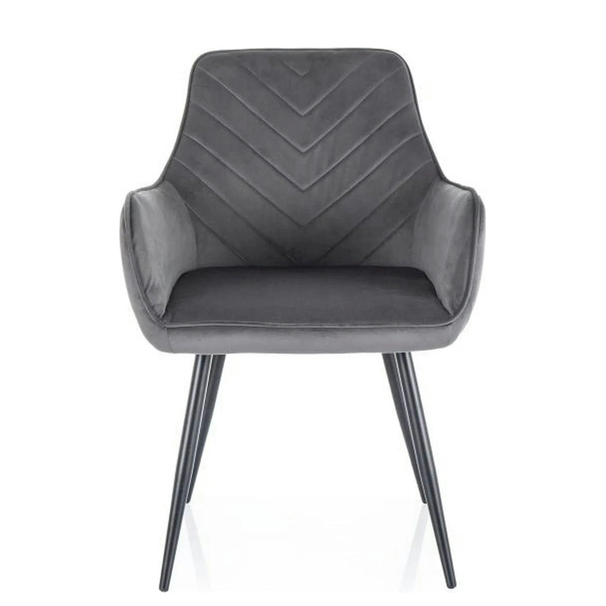 Scaun FIG, gri/negru, stofa catifelata/metal, 57x47x85 cm