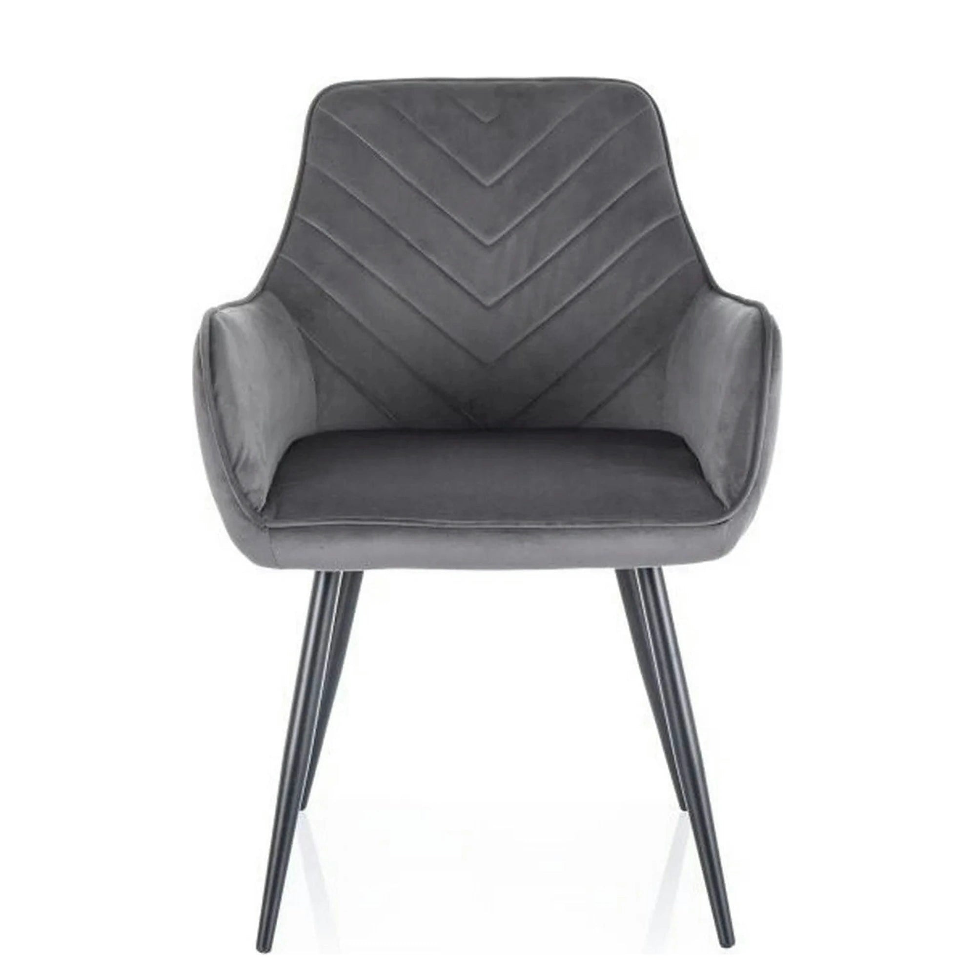 Scaun FIG, gri/negru, stofa catifelata/metal, 57x47x85 cm