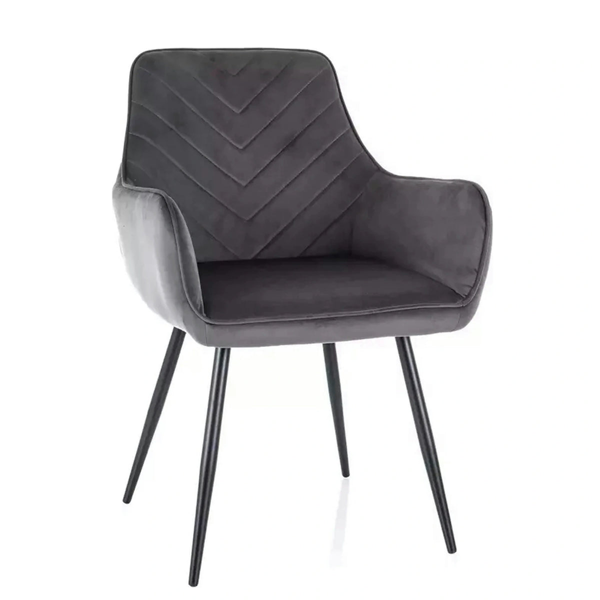 Scaun FIG, gri/negru, stofa catifelata/metal, 57x47x85 cm