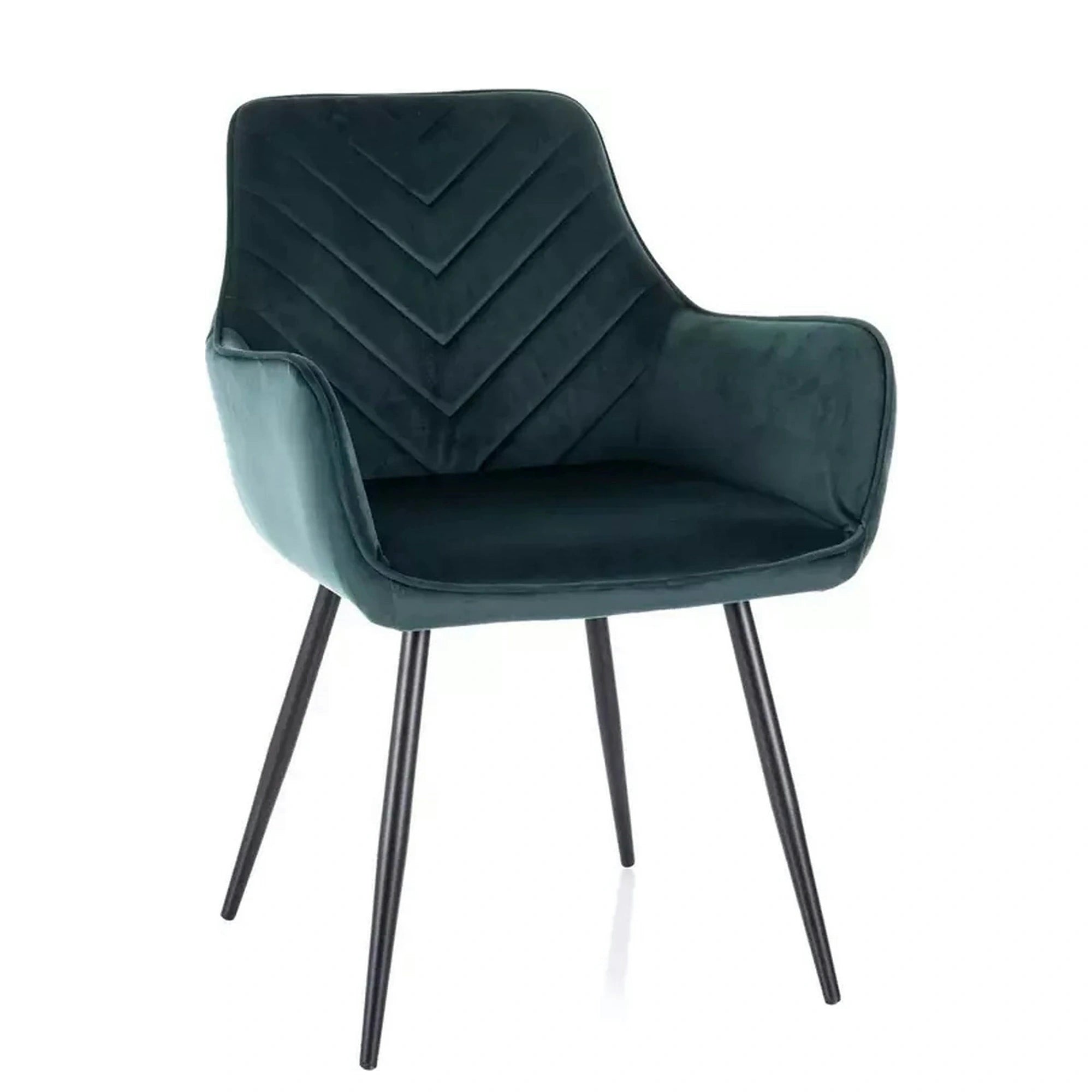Scaun FIG, verde/negru, stofa catifelata/metal, 57x47x85 cm