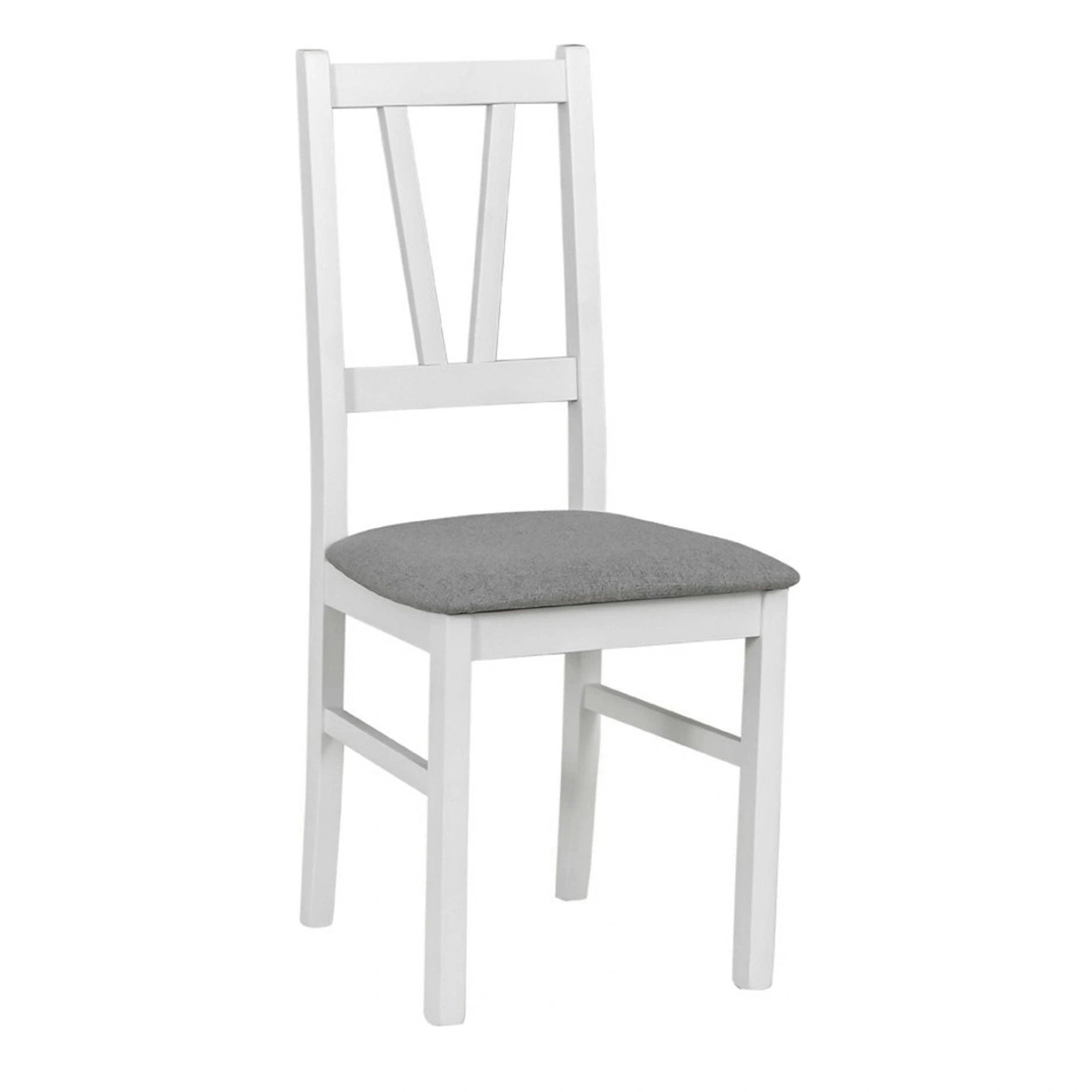 Scaun FILO, alb/gri, stofa clasica/lemn, 43x50x94 cm