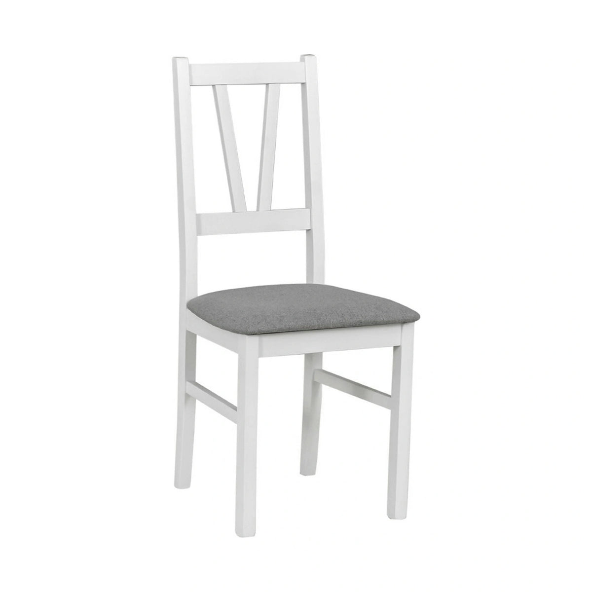Scaun FILO, alb/gri, stofa clasica/lemn, 43x50x94 cm