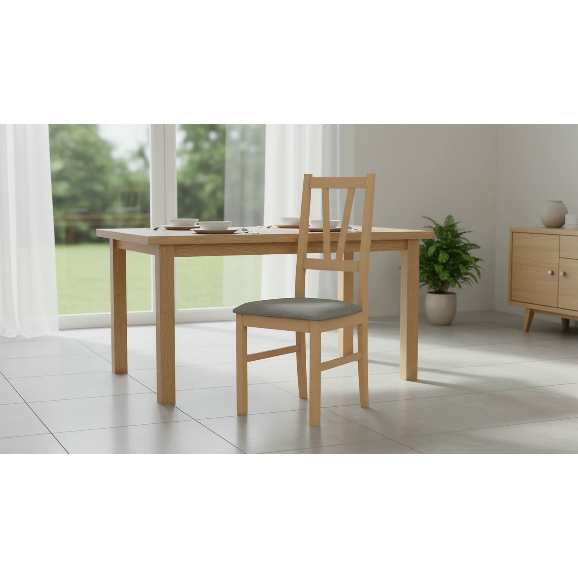 Scaun FILO, stejar sonoma/gri, stofa clasica/lemn, 43x50x94 cm