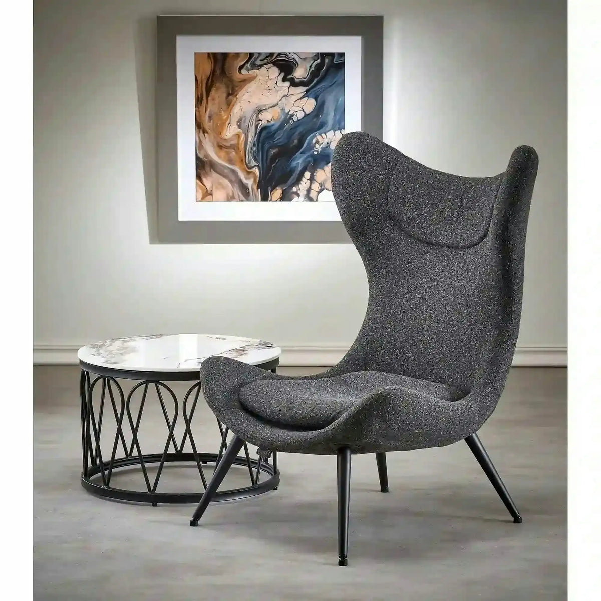 Scaun fluture ATLANTIS, gri antracit/negru, stofa/otel, 77x80x106 cm