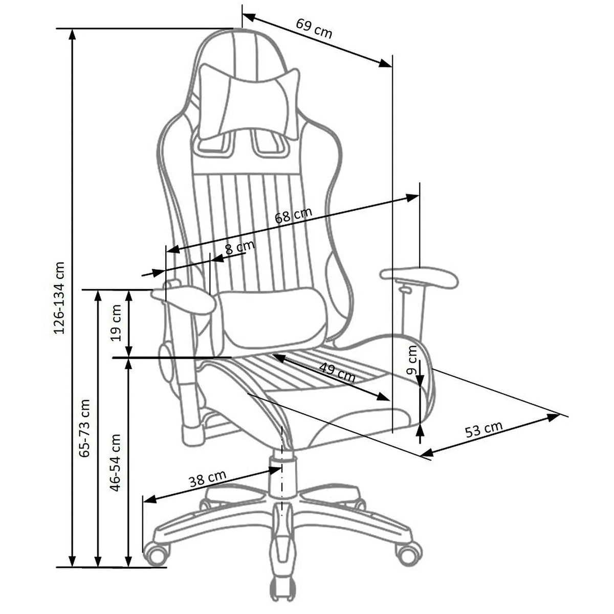 Scaun gaming DEFENDER, rosu/negru, piele ecologica, 68x69x126/134 cm