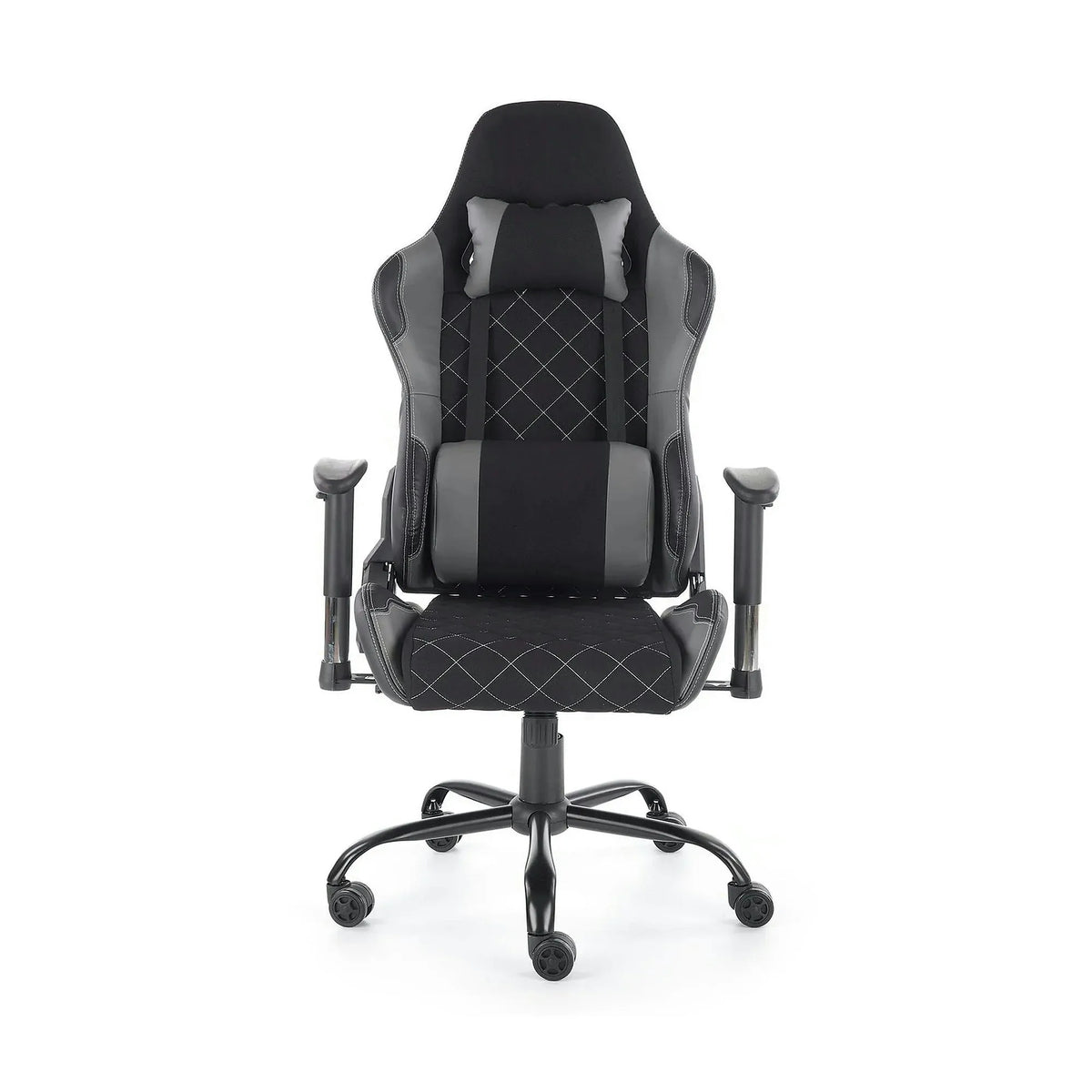 Scaun gaming DRAKE, negru/gri, stofa, 69x62x127/134 cm