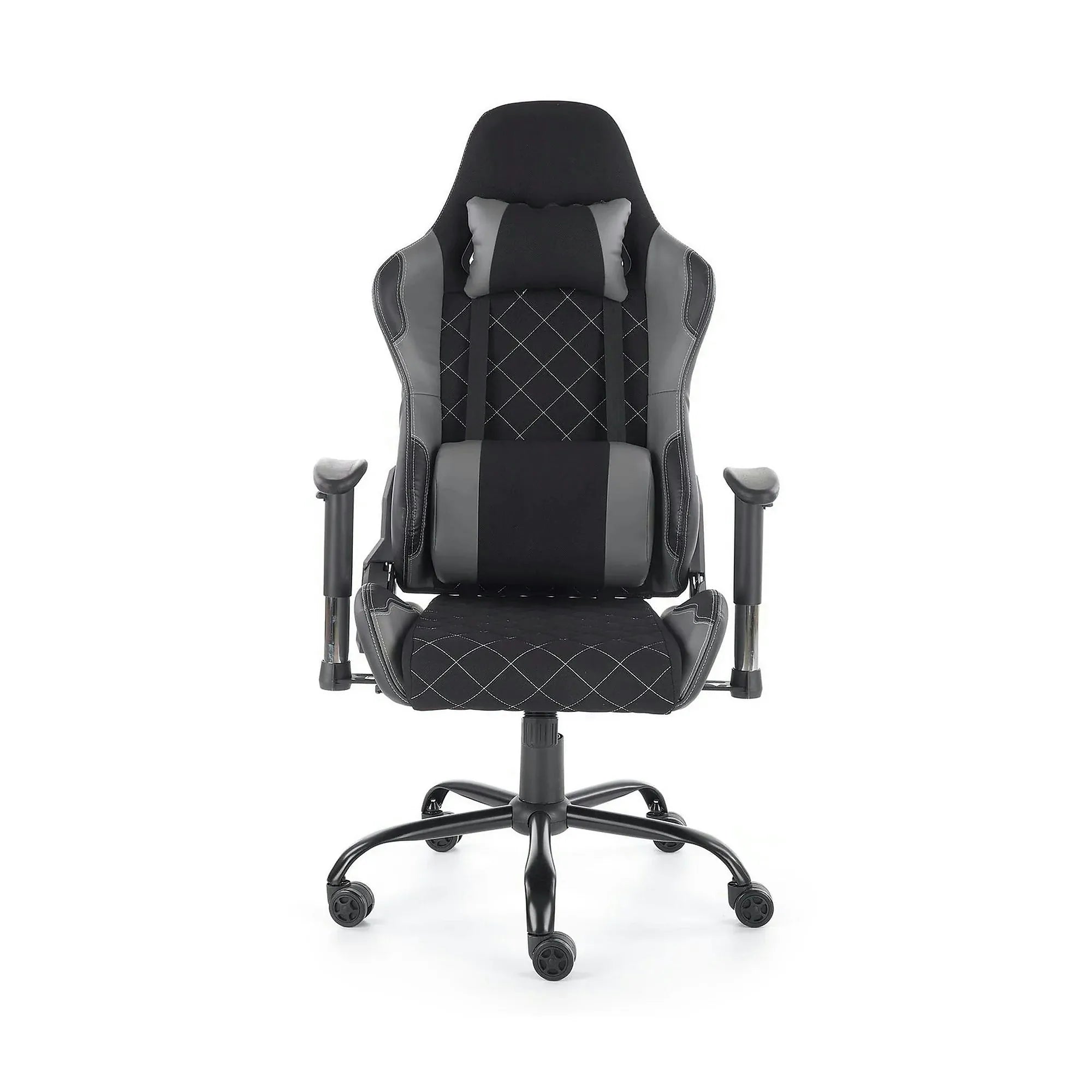 Scaun gaming DRAKE, negru/gri, stofa, 69x62x127/134 cm