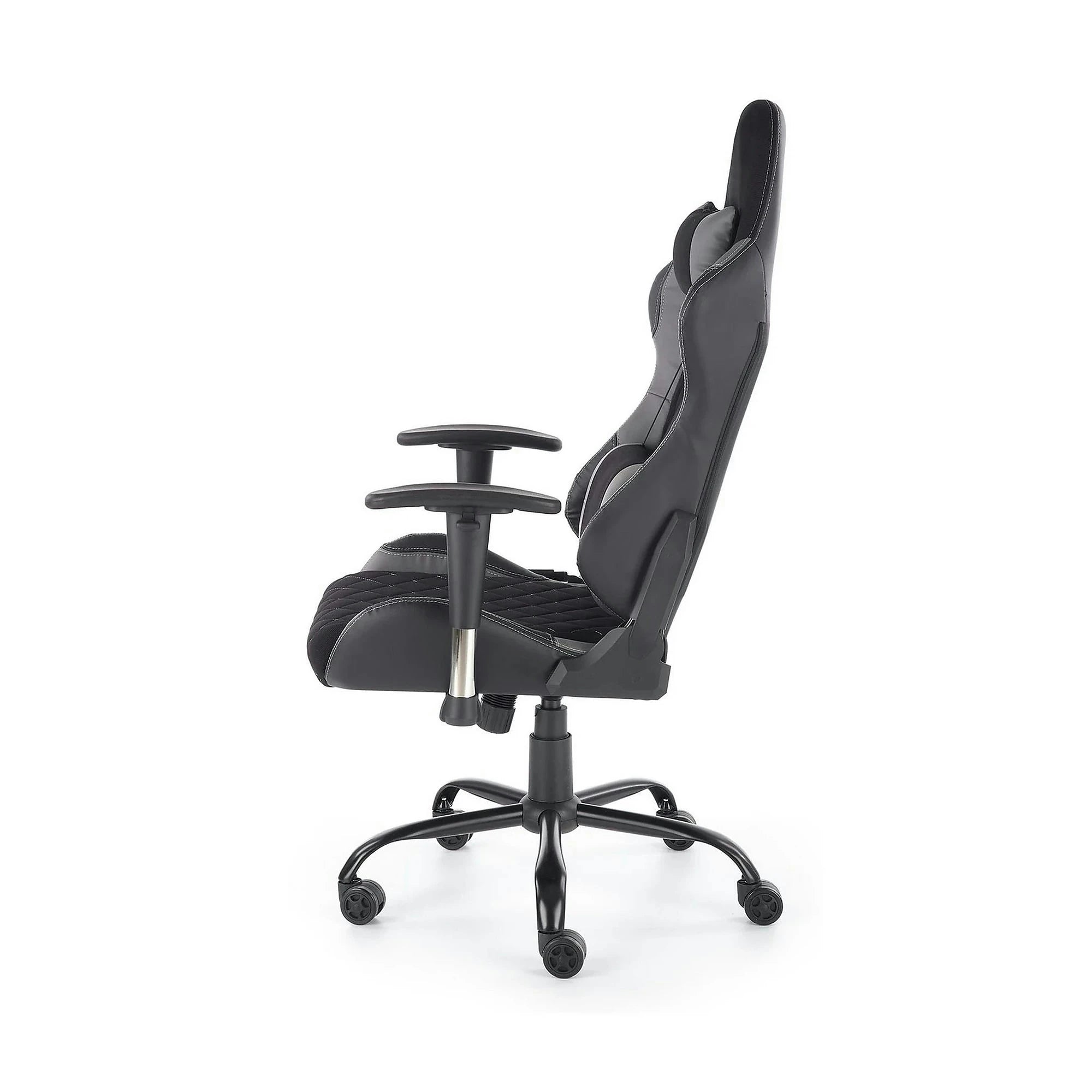 Scaun gaming DRAKE, negru/gri, stofa, 69x62x127/134 cm