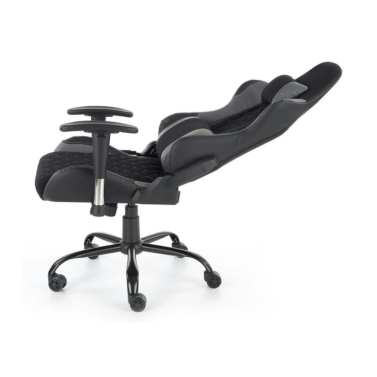 Scaun gaming DRAKE, negru/gri, stofa, 69x62x127/134 cm