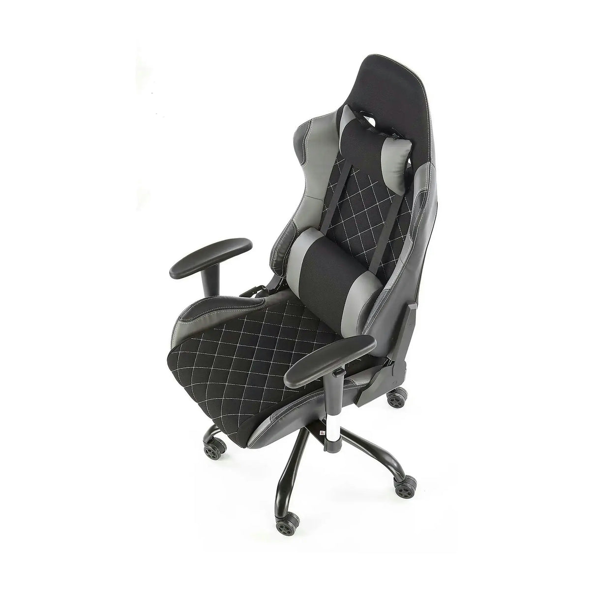 Scaun gaming DRAKE, negru/gri, stofa, 69x62x127/134 cm