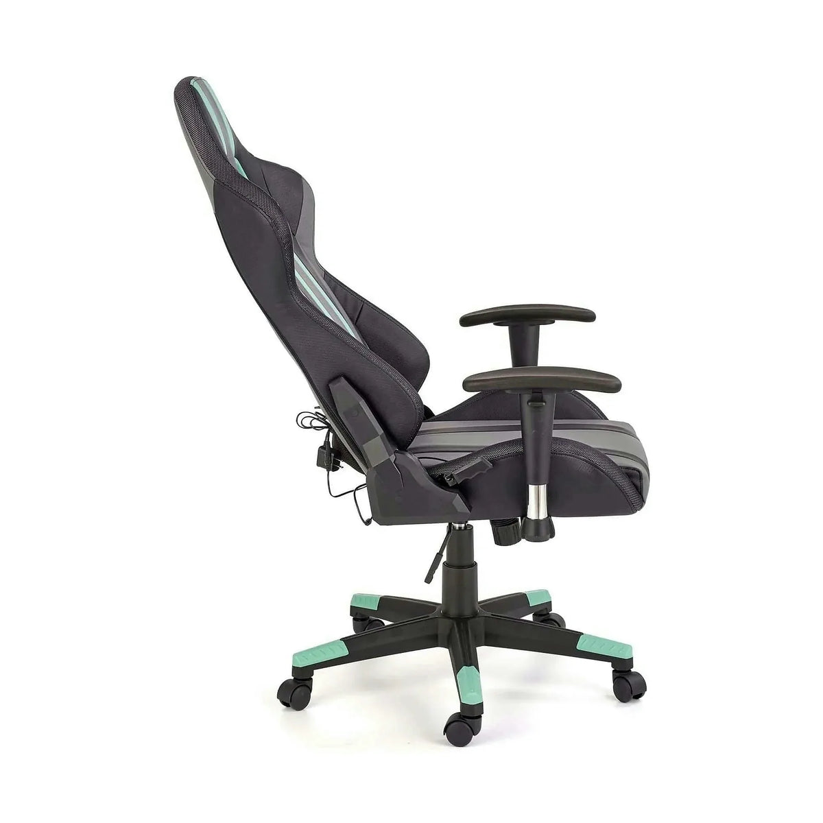 Scaun gaming FACTOR, negru/gri/verde, piele ecologica/material textil, 68x69x121/131 cm
