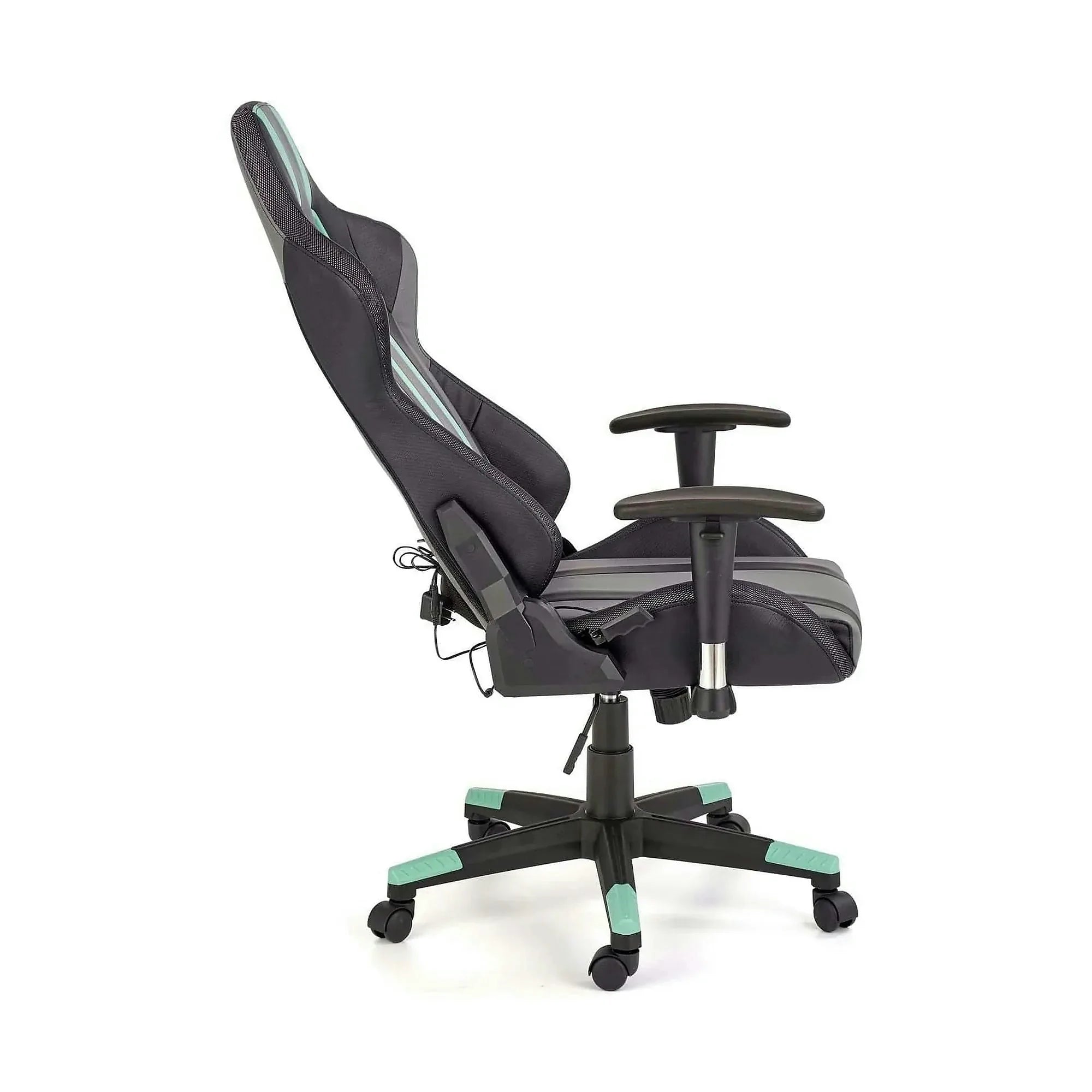 Scaun gaming FACTOR, negru/gri/verde, piele ecologica/material textil, 68x69x121/131 cm