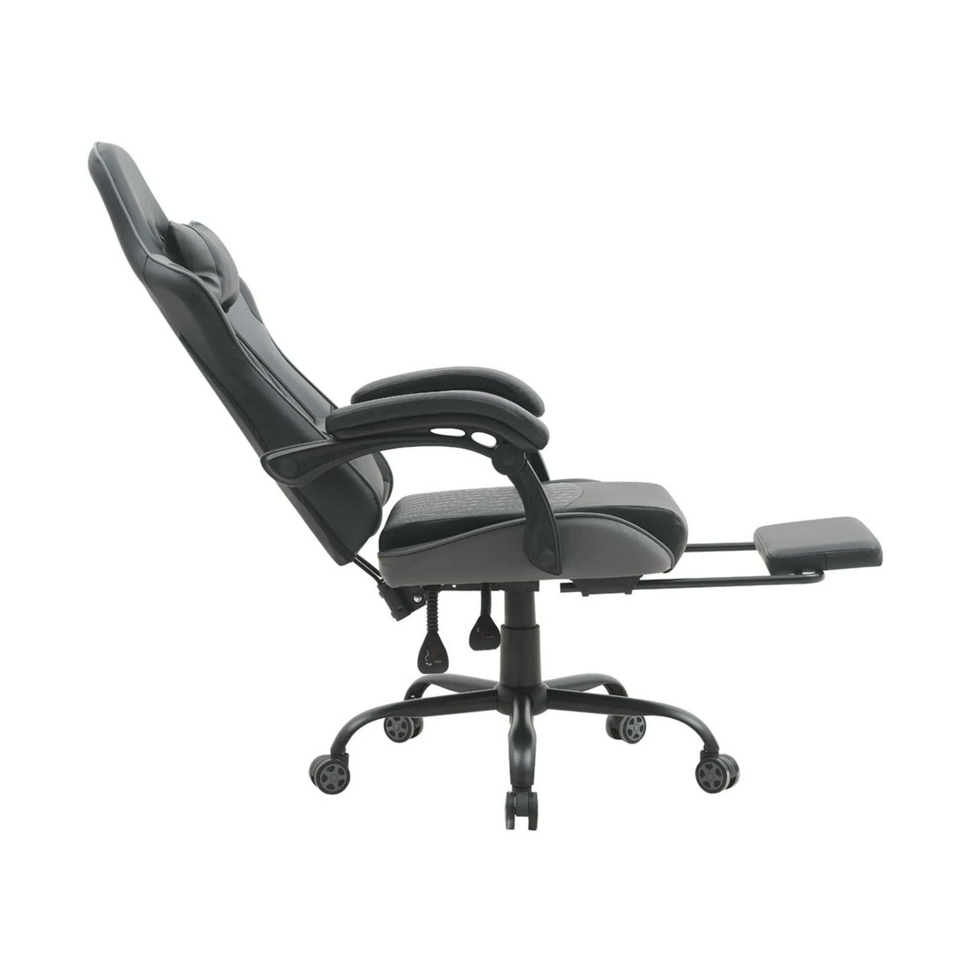 Scaun gaming G-TURBO, negru/gri, piele ecologica/metal, 65x64x125/135 cm