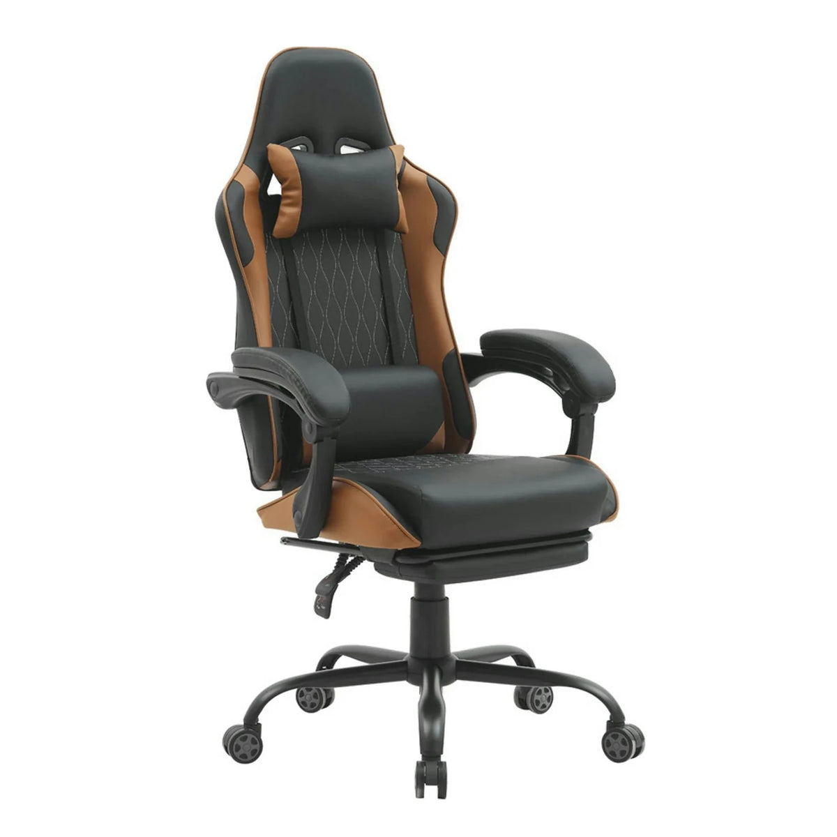 Scaun gaming G-TURBO, negru/maro, piele ecologica/metal, 65x64x125/135 cm