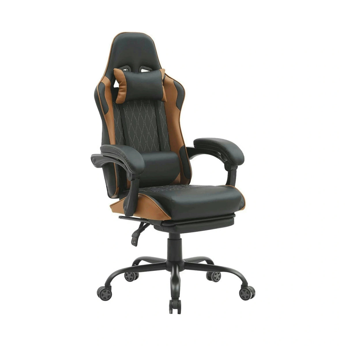Scaun gaming G-TURBO, negru/maro, piele ecologica/metal, 65x64x125/135 cm