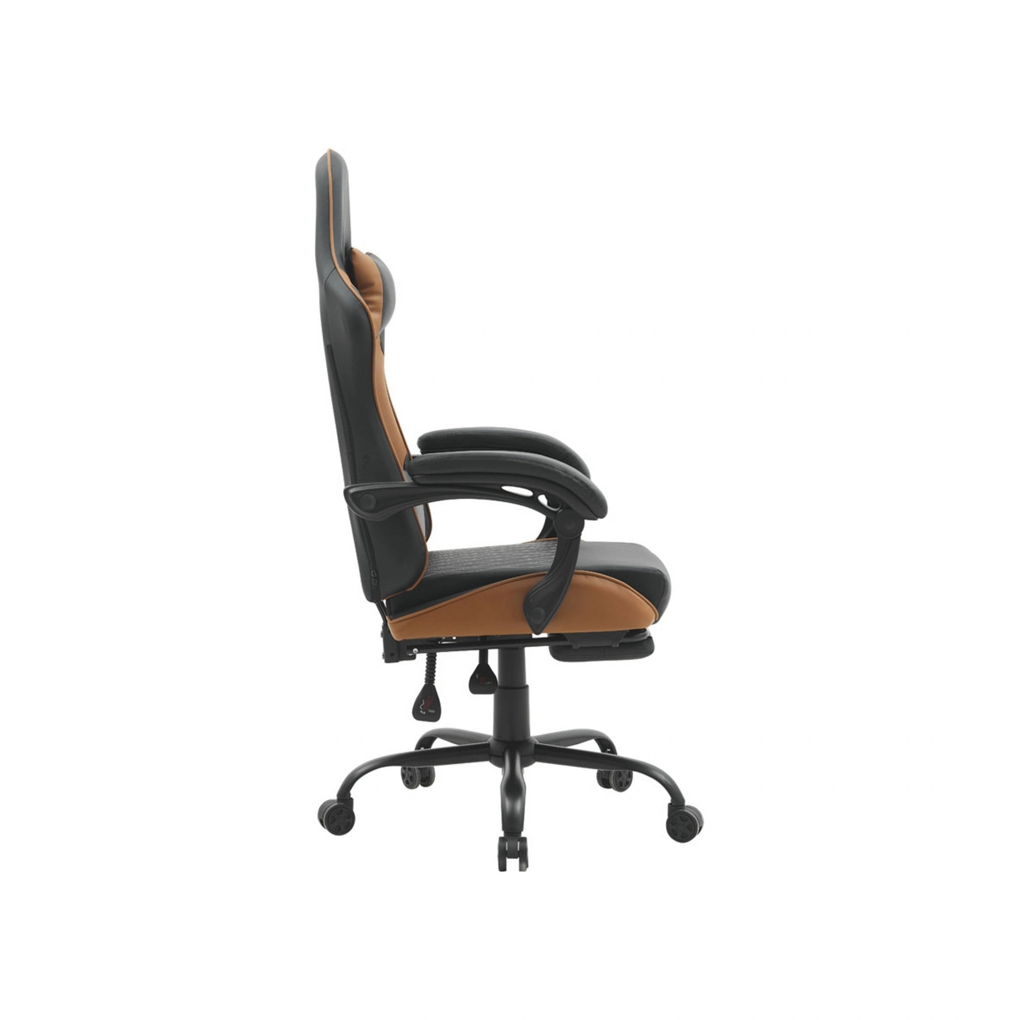 Scaun gaming G-TURBO, negru/maro, piele ecologica/metal, 65x64x125/135 cm