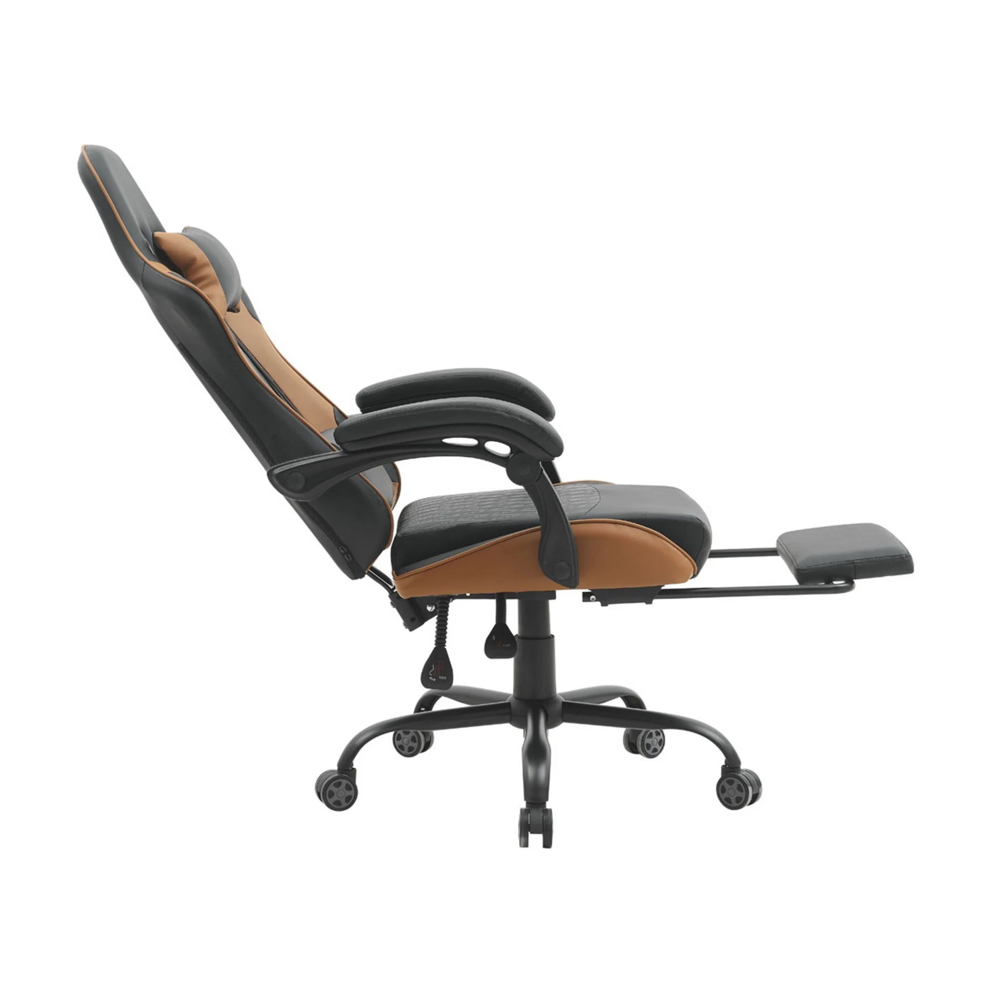 Scaun gaming G-TURBO, negru/maro, piele ecologica/metal, 65x64x125/135 cm