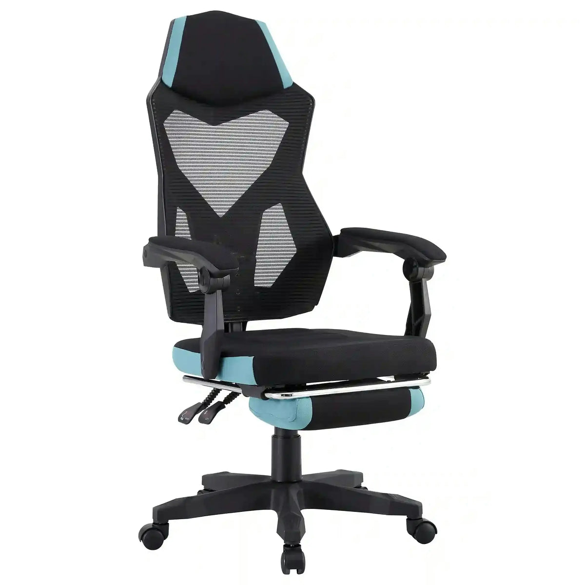 Scaun gaming JORIK NEW, negru/albastru, material textil/plasa, 60x65x108/118 cm