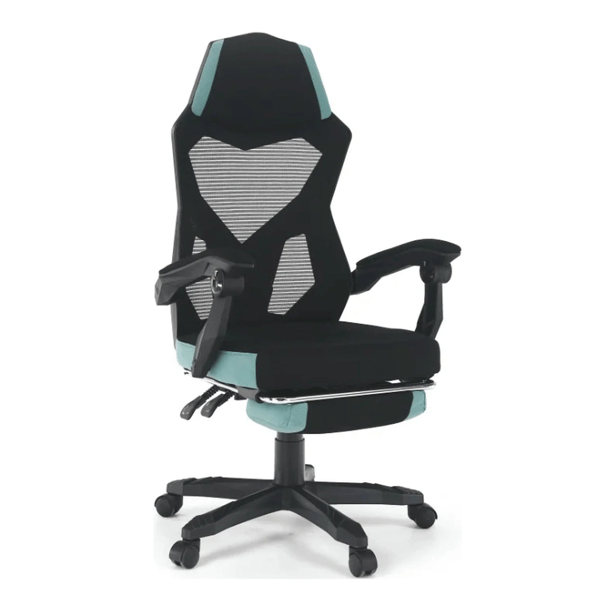 Scaun gaming JORIK NEW, negru/albastru, material textil/plasa, 60x65x108/118 cm