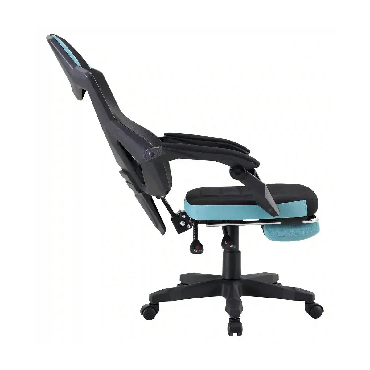 Scaun gaming JORIK NEW, negru/albastru, material textil/plasa, 60x65x108/118 cm